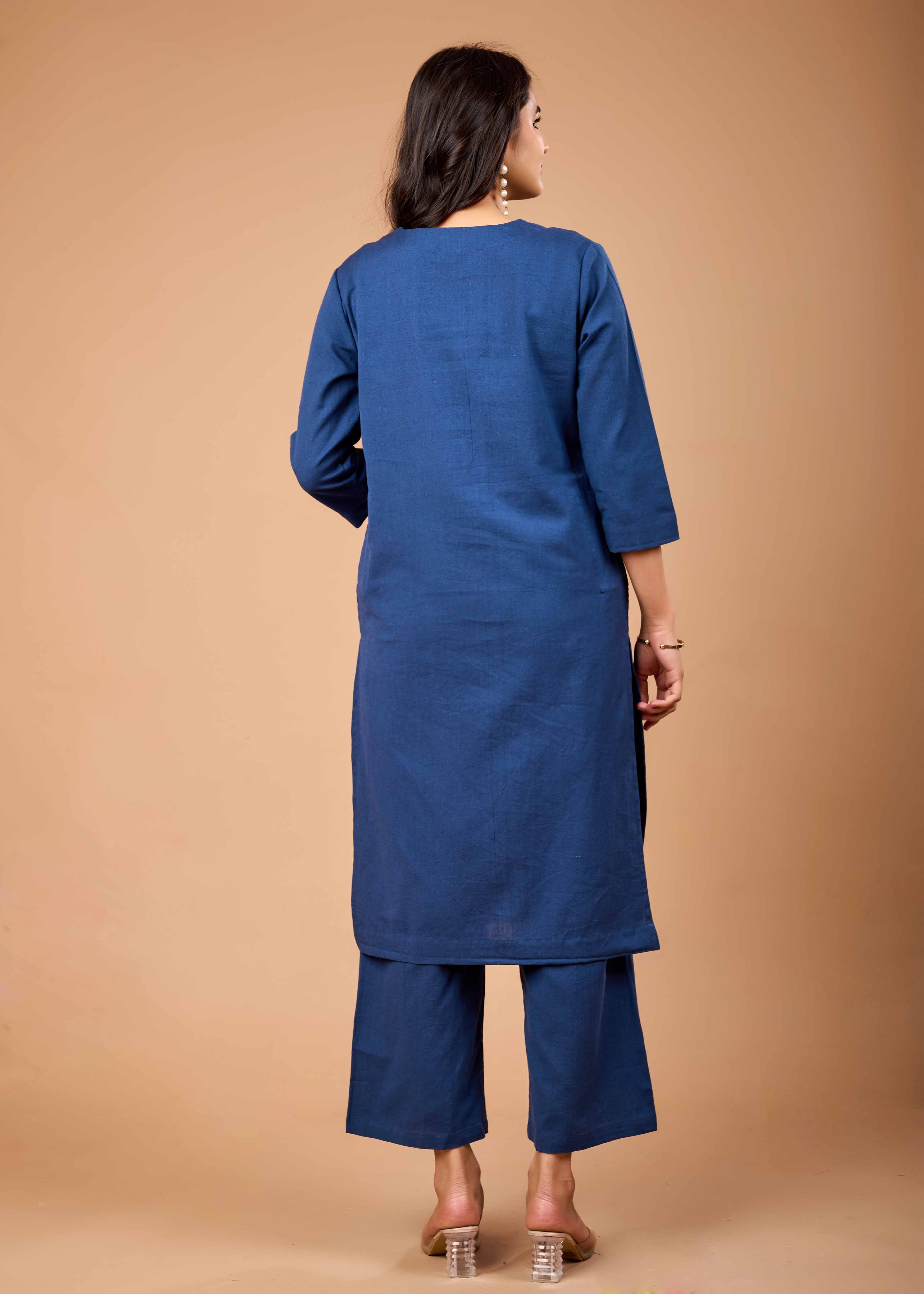 ROYAL ORCHID HAND CRAFTED COTTON FLEX KURTA PANT SET