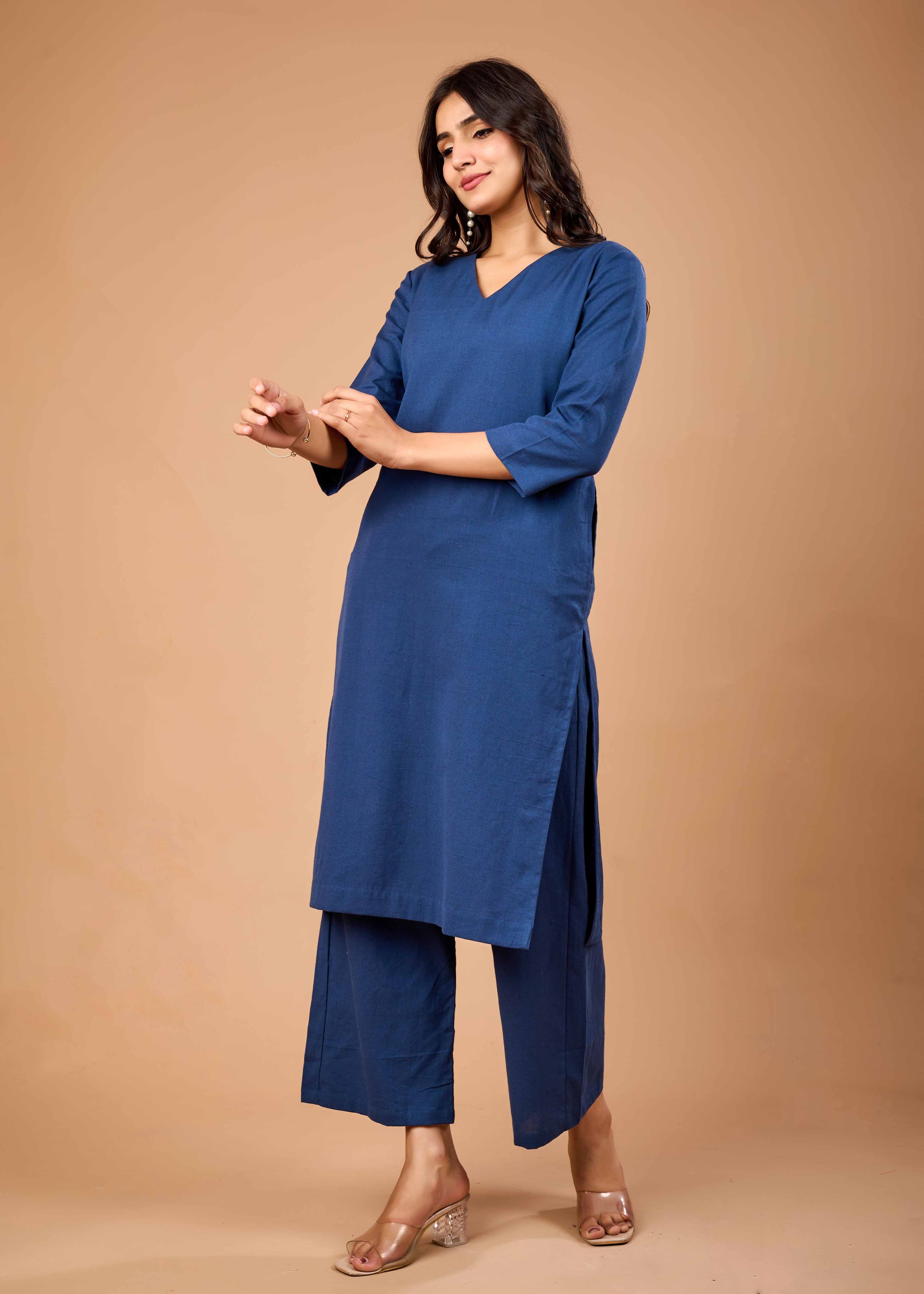 ROYAL ORCHID HAND CRAFTED COTTON FLEX KURTA PANT SET