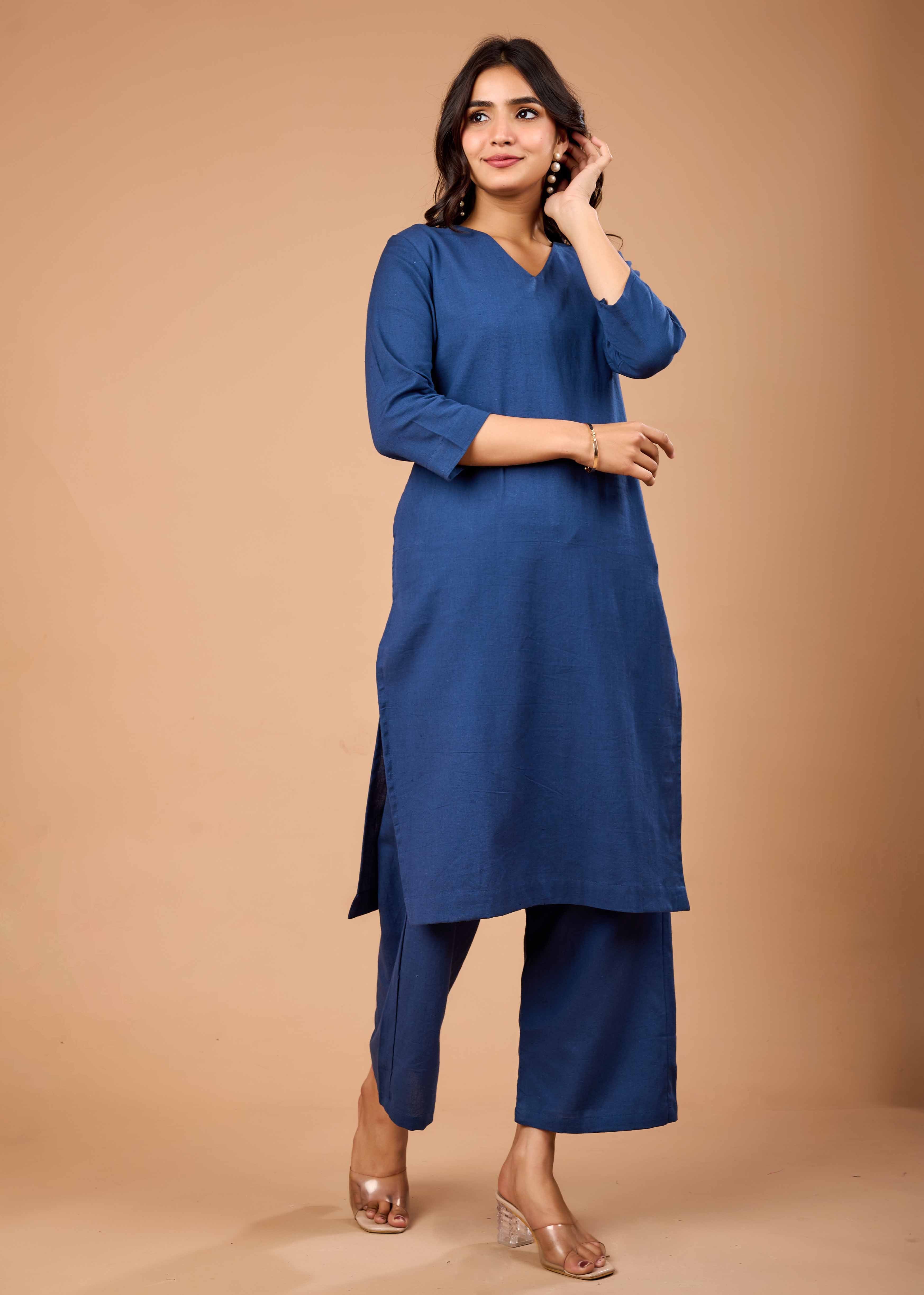 ROYAL ORCHID HAND CRAFTED COTTON FLEX KURTA PANT SET