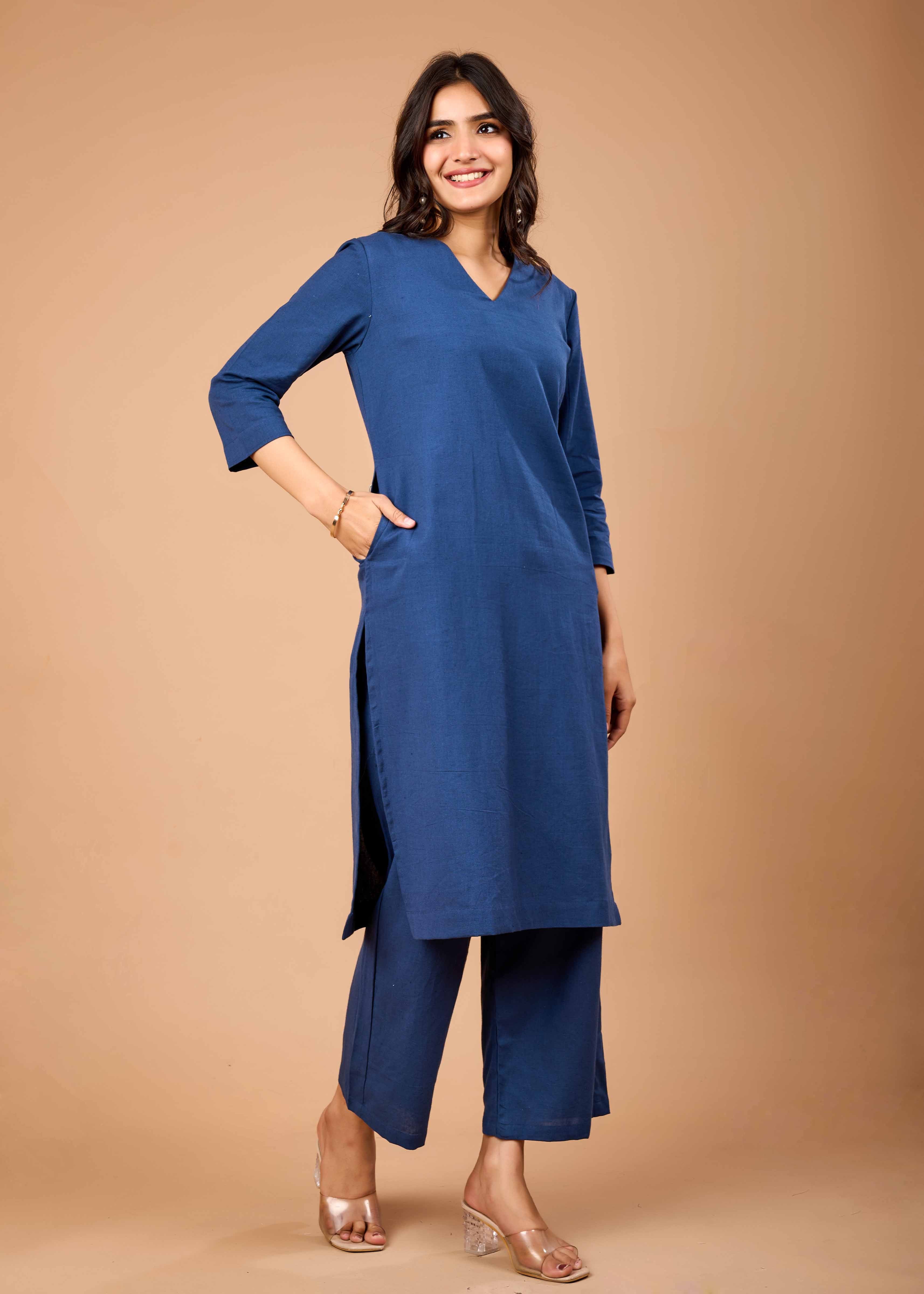 ROYAL ORCHID HAND CRAFTED COTTON FLEX KURTA PANT SET