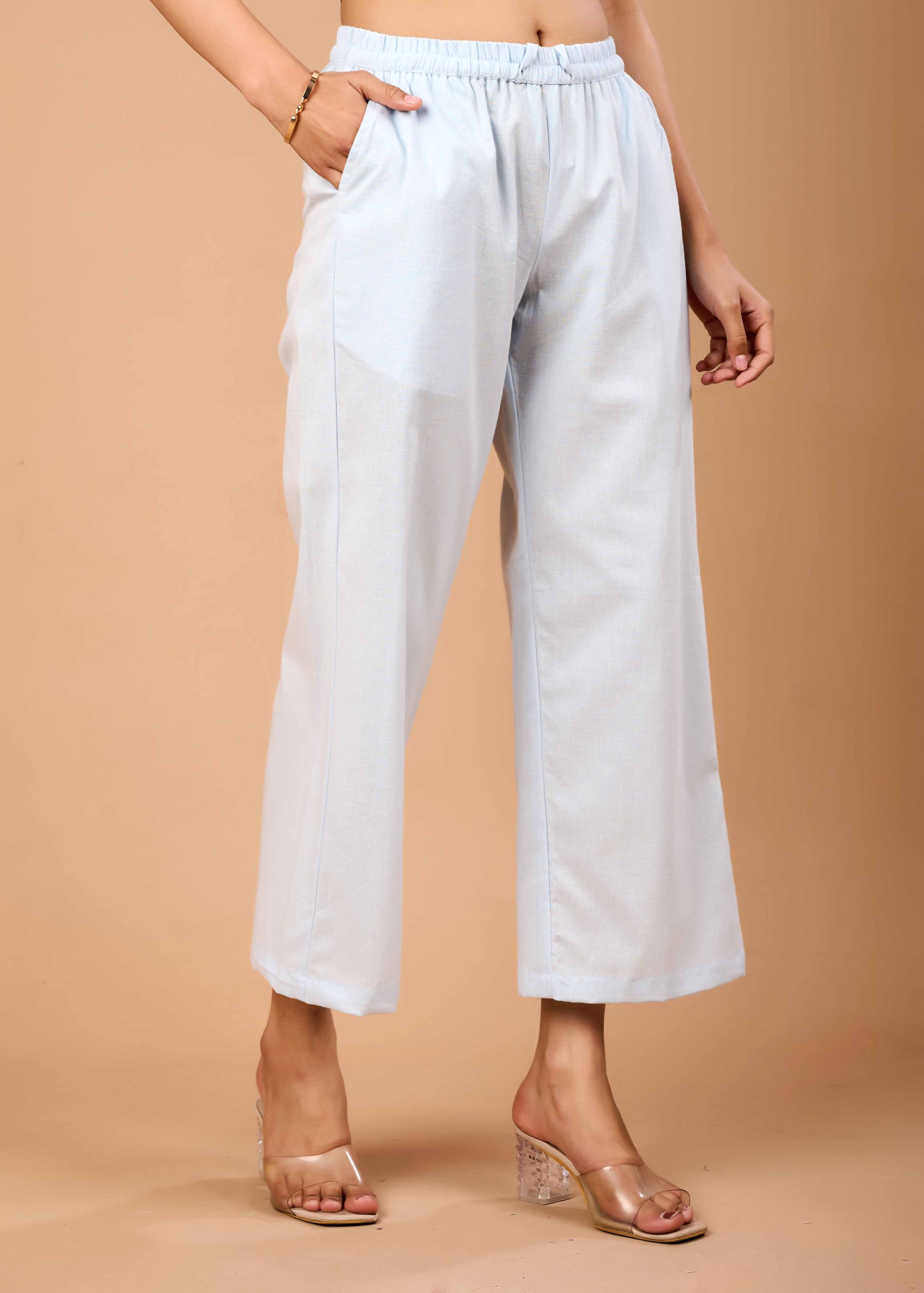 PEARLY BLUE HAND CRAFTED COTTON FLEX KURTA PANT SET