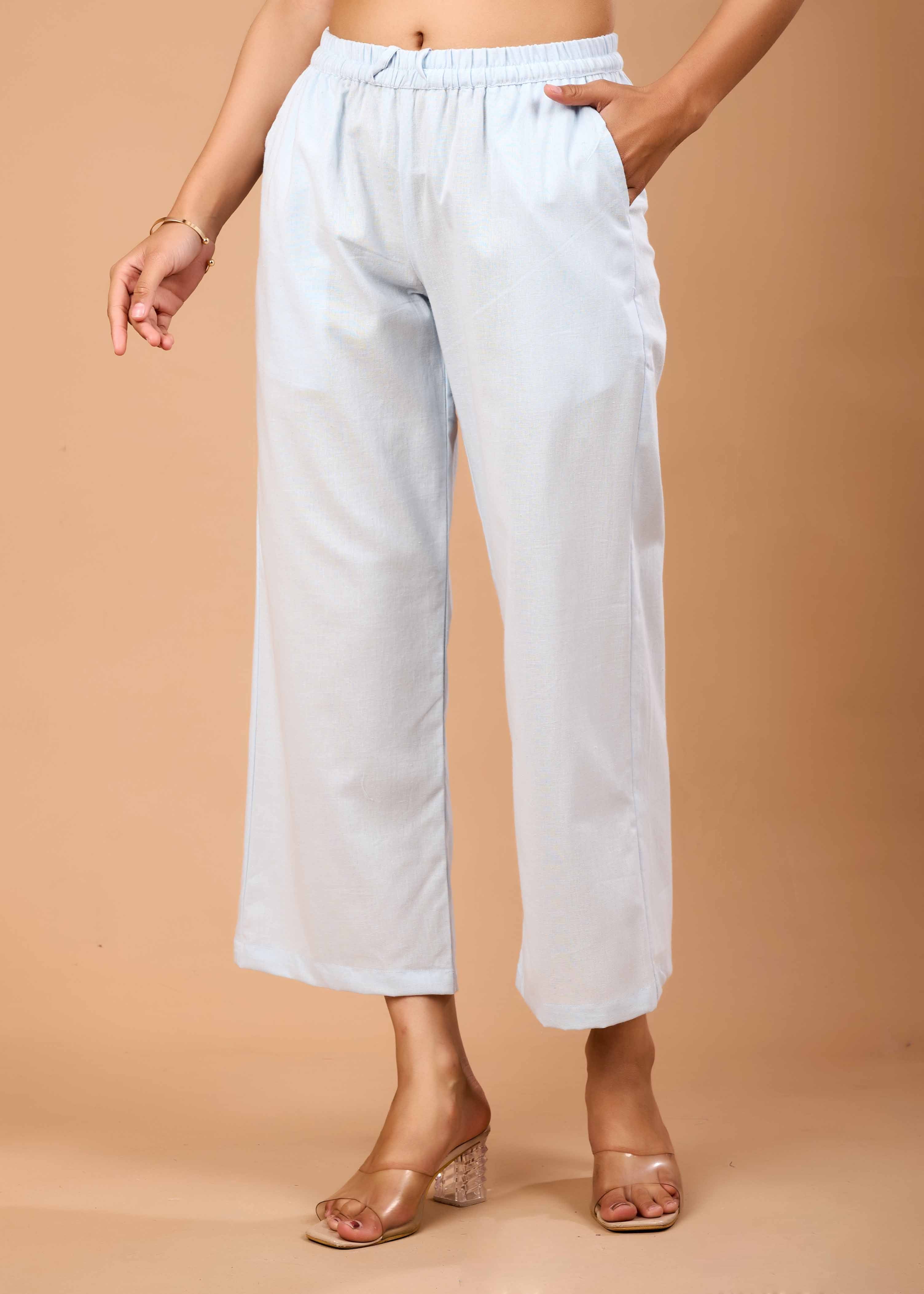 PEARLY BLUE HAND CRAFTED COTTON FLEX KURTA PANT SET