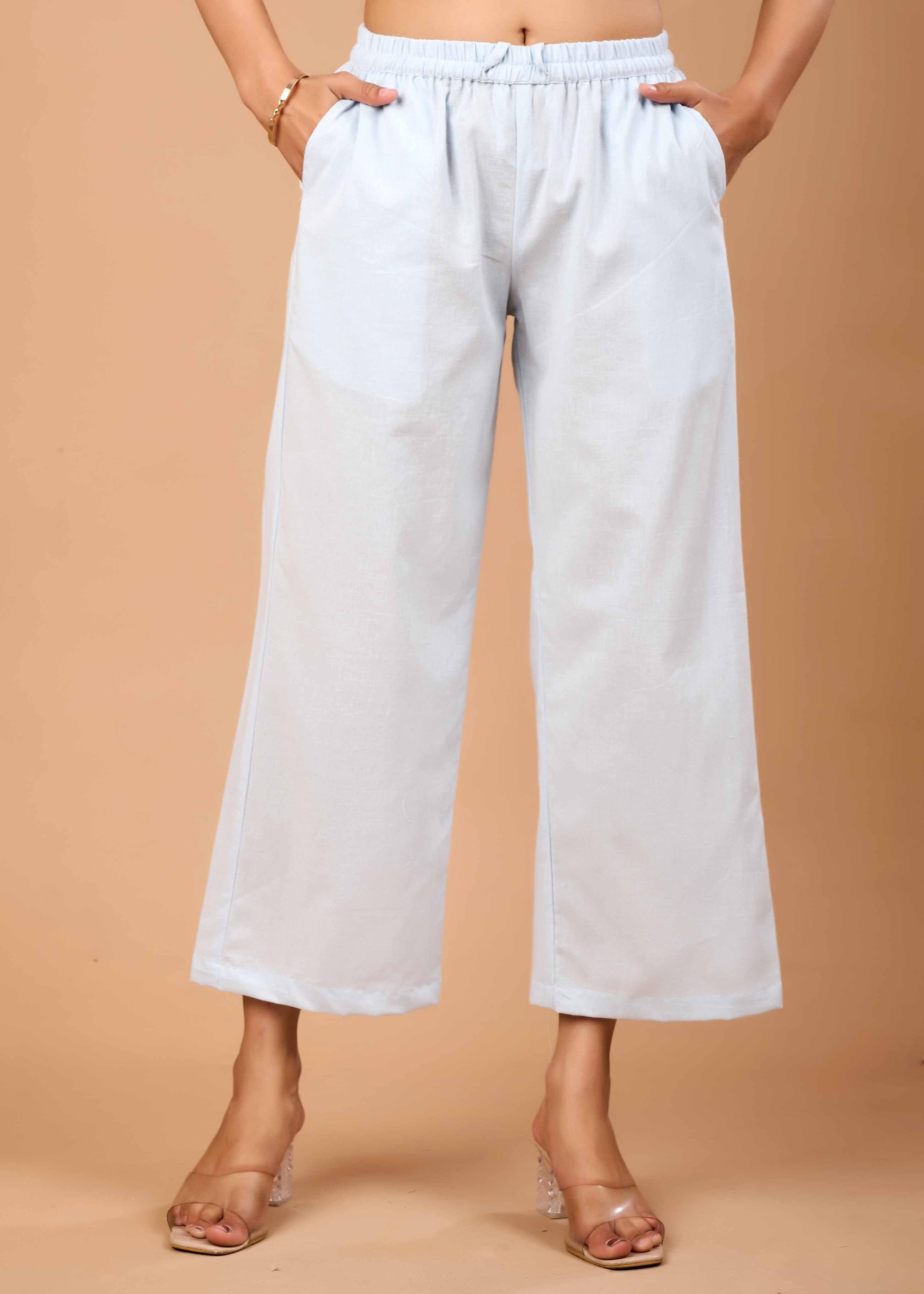 PEARLY BLUE HAND CRAFTED COTTON FLEX KURTA PANT SET