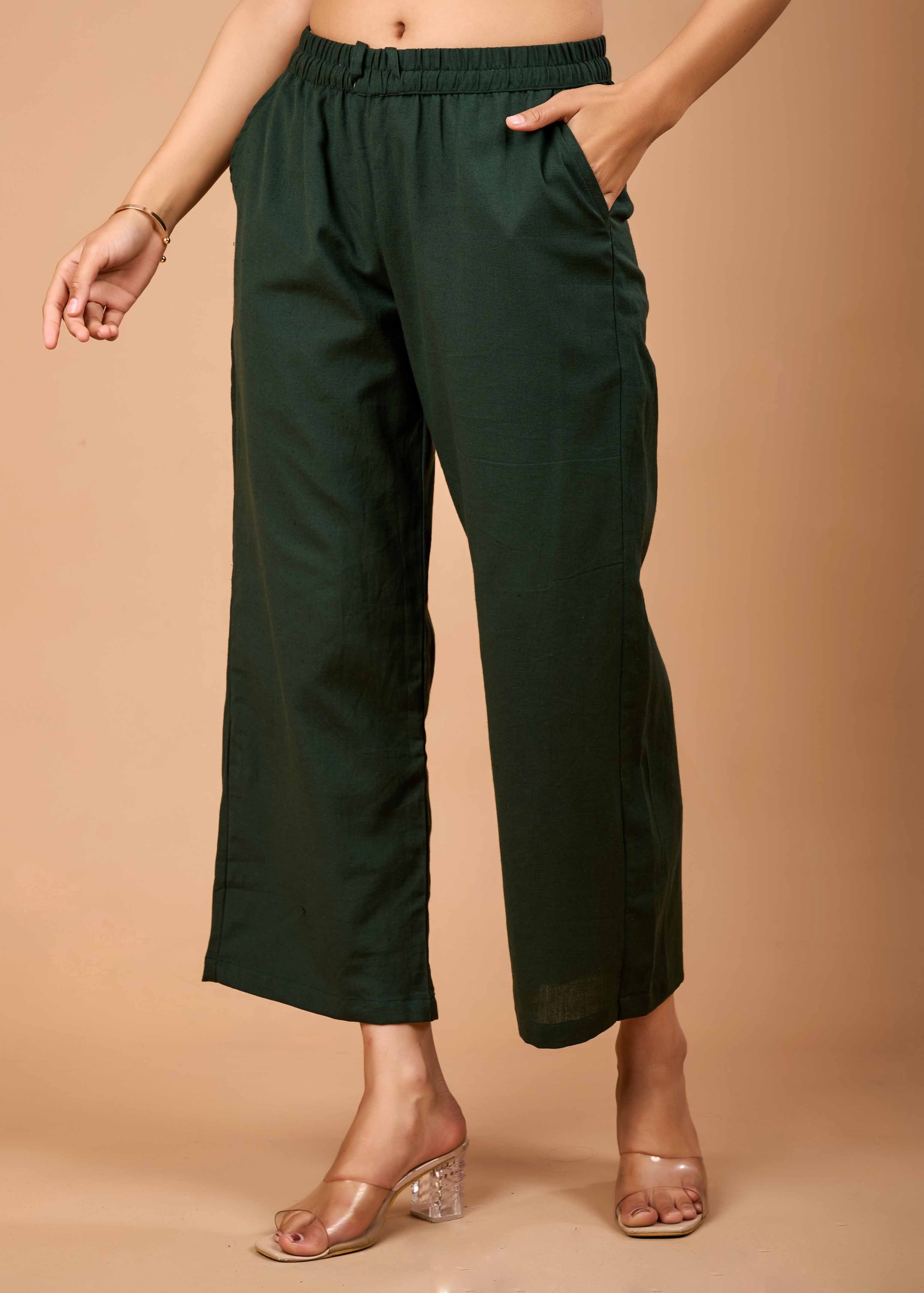 MAYRA GREEN HAND CRAFTED COTTON FLEX KURTA PANT SET