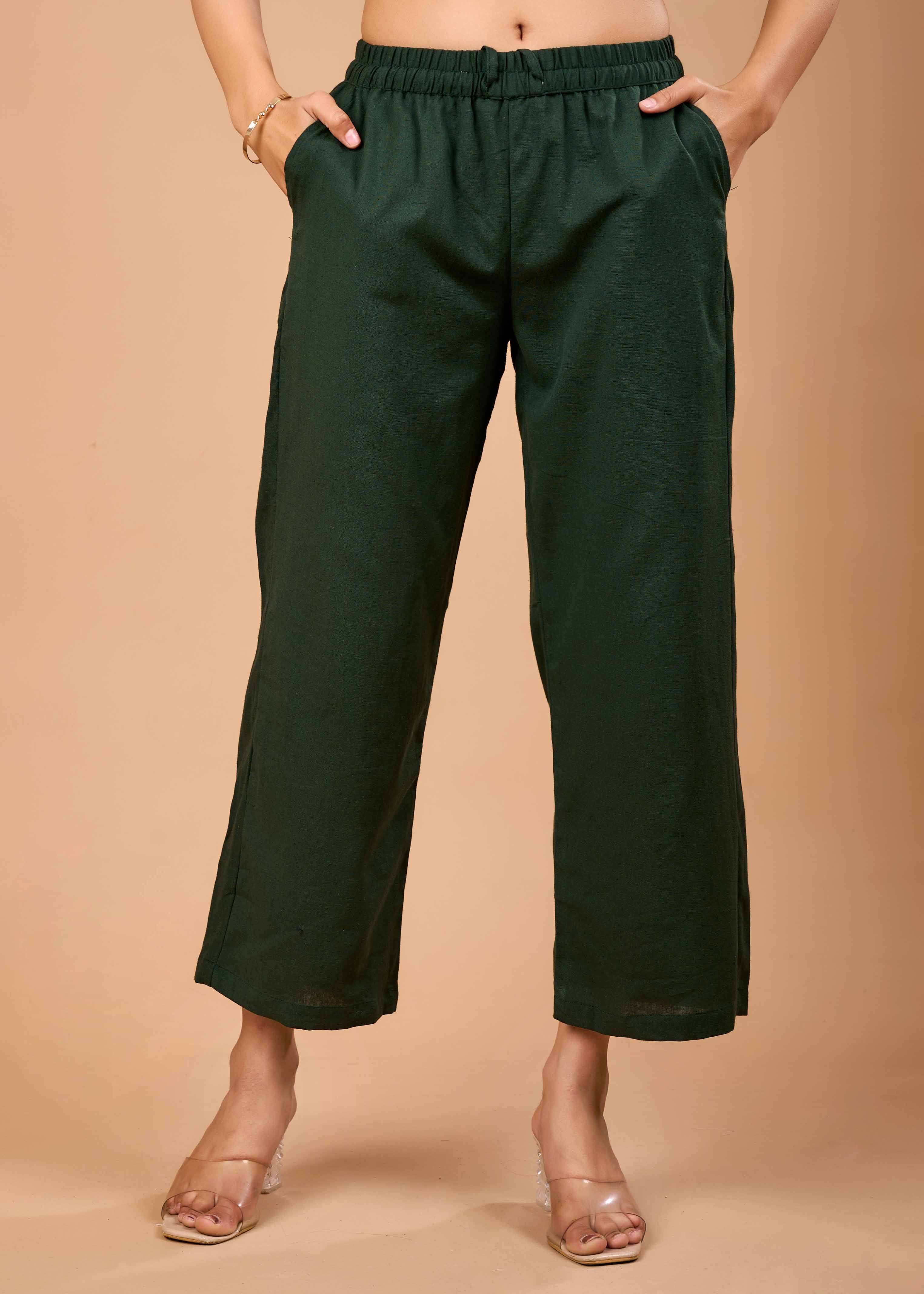 MAYRA GREEN HAND CRAFTED COTTON FLEX KURTA PANT SET
