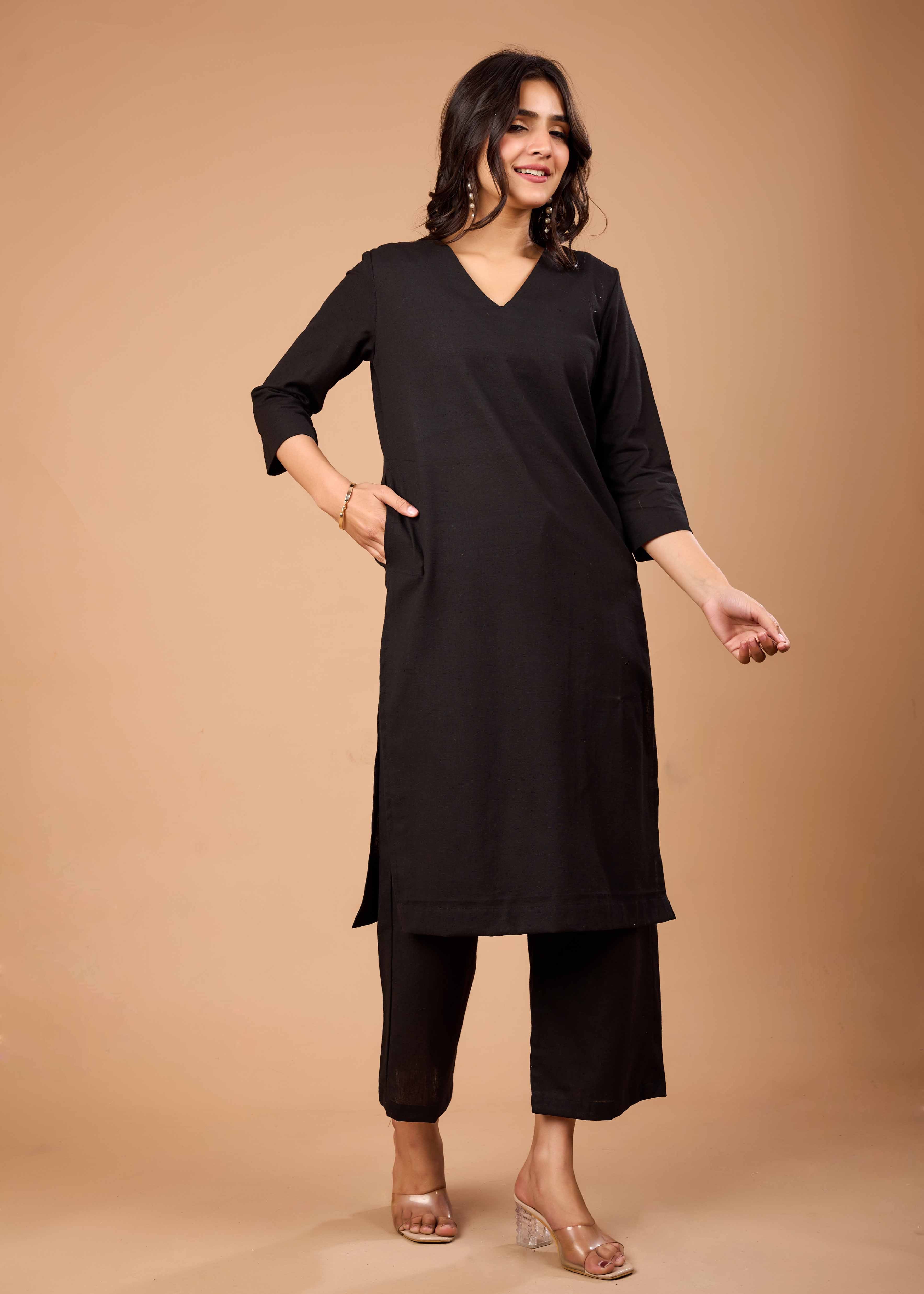 SPARK BLACK HAND CRAFTED COTTON  FLEX CO-OD SET