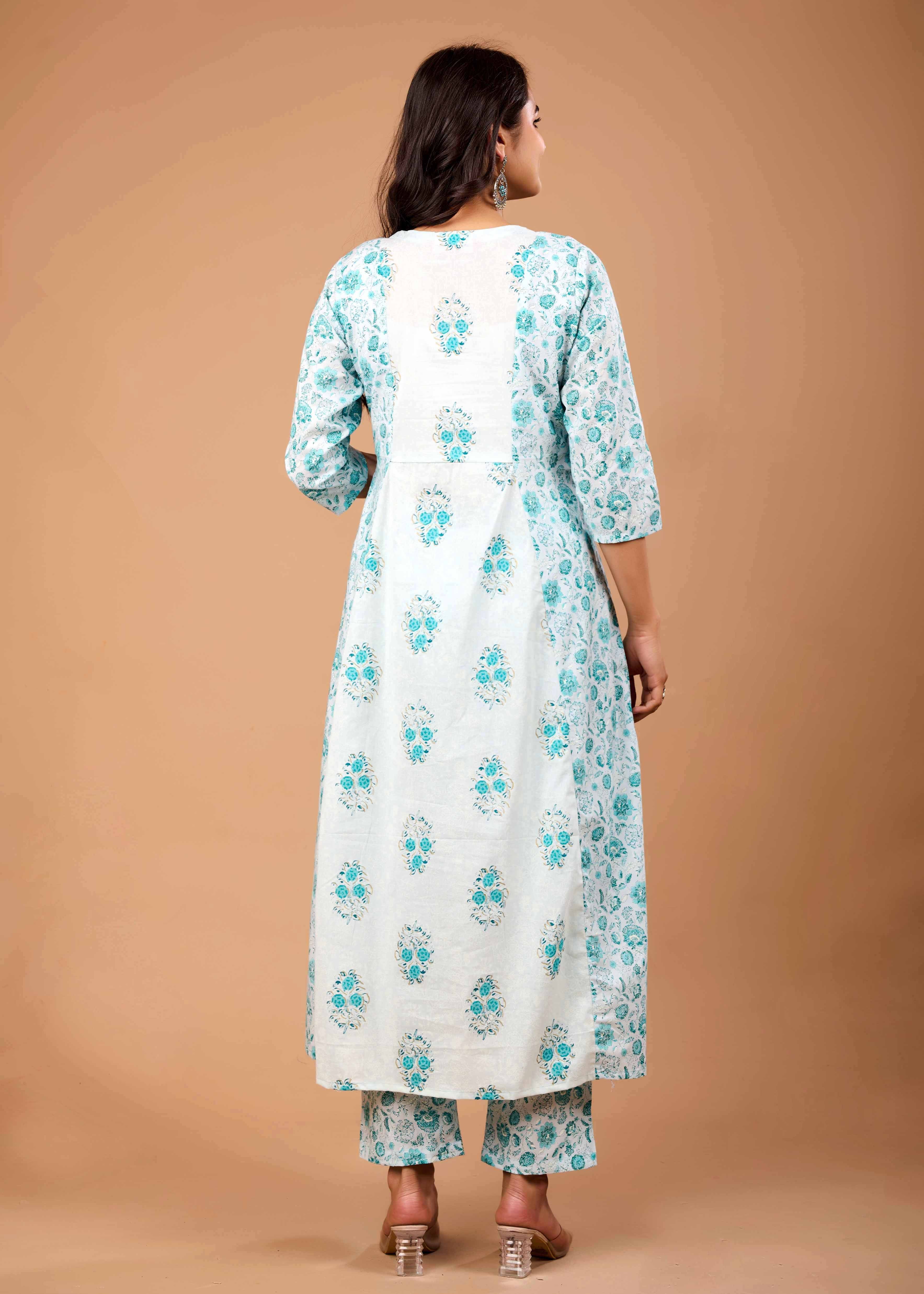 KLARA  GREEN HAND CRAFTED COTTON SUIT SET