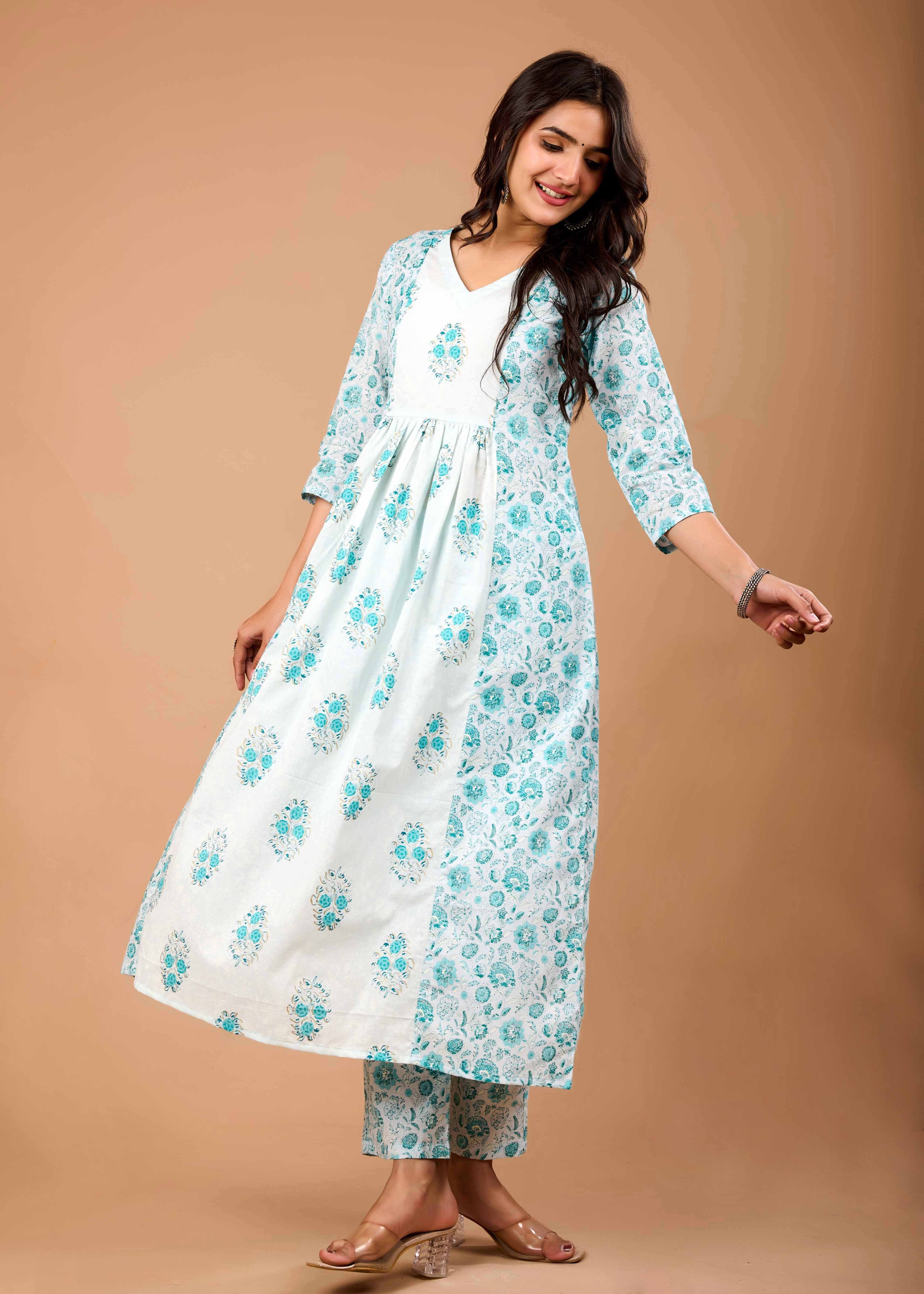 KLARA  GREEN HAND CRAFTED COTTON SUIT SET