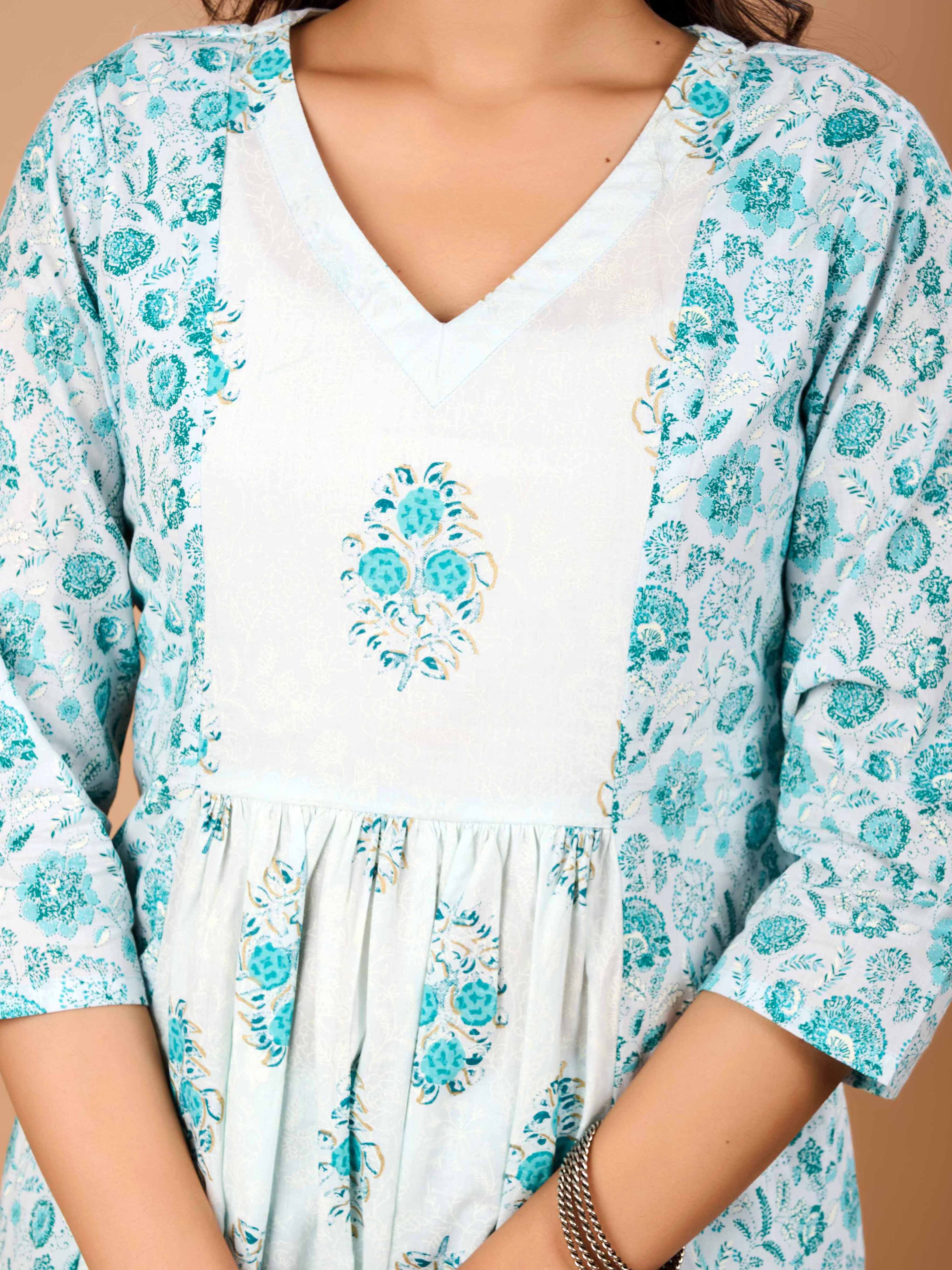 KLARA  GREEN HAND CRAFTED COTTON SUIT SET