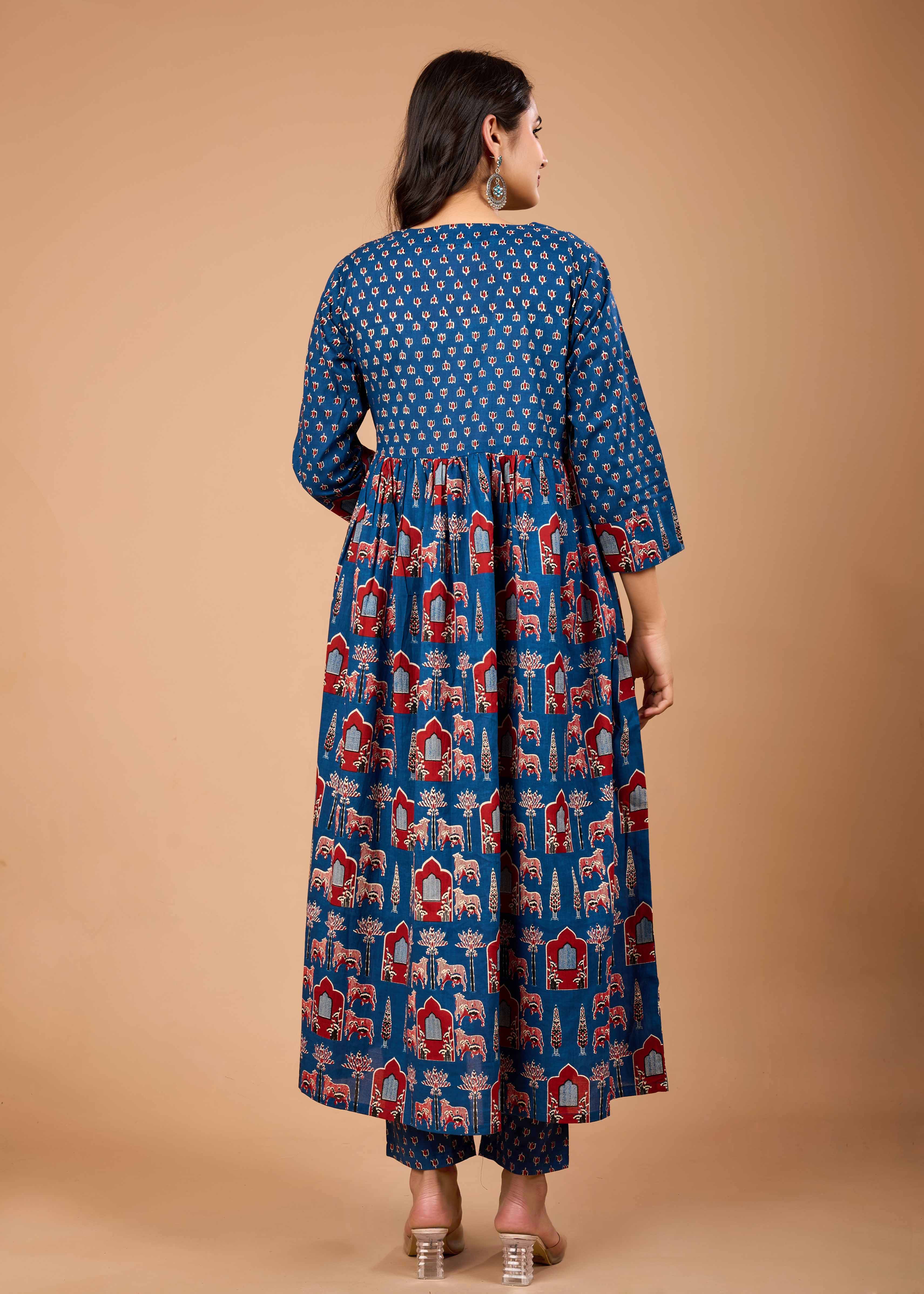 DARIA BLUE HAND CRAFTED COTTON SUIT SET