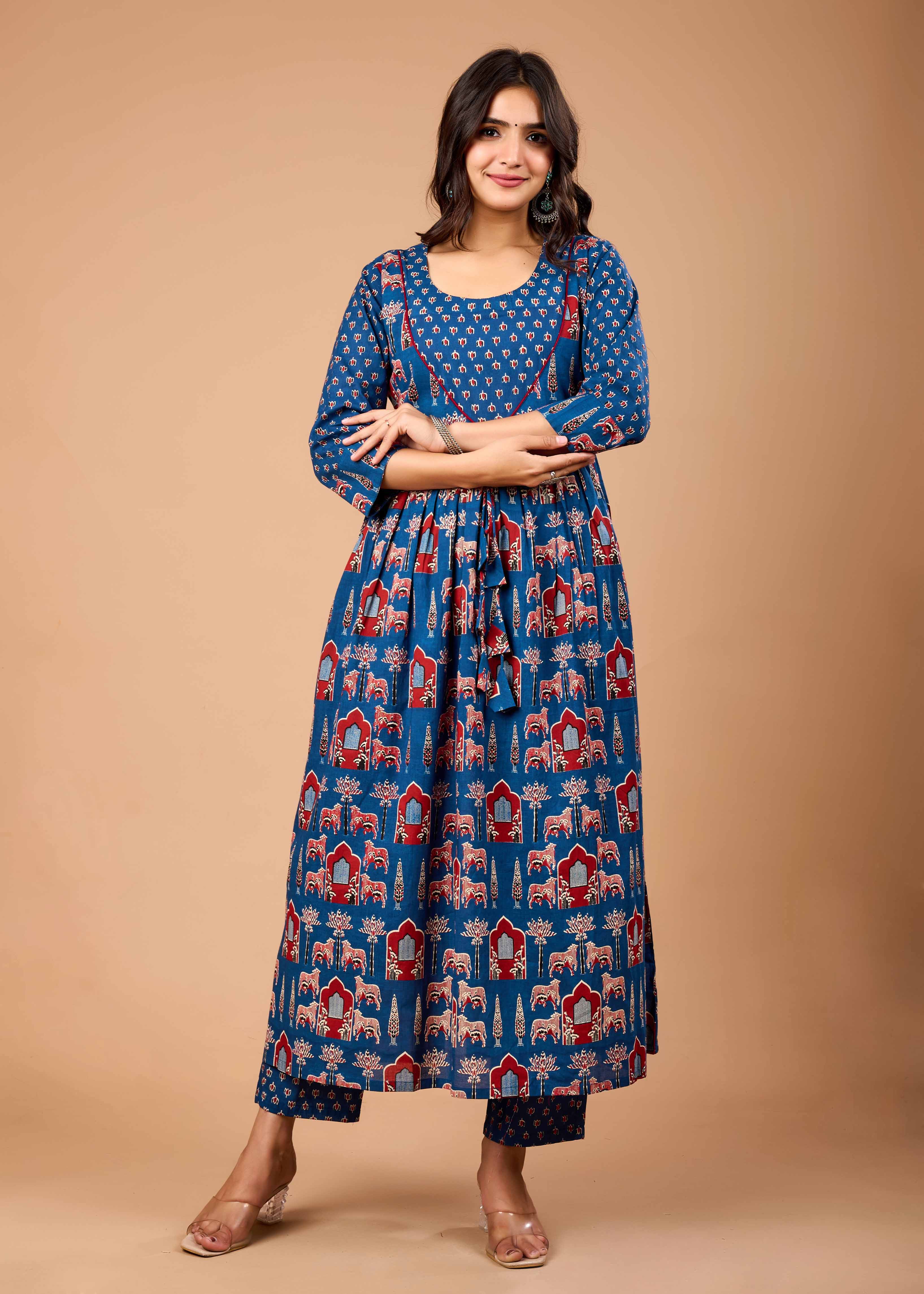 DARIA BLUE HAND CRAFTED COTTON SUIT SET