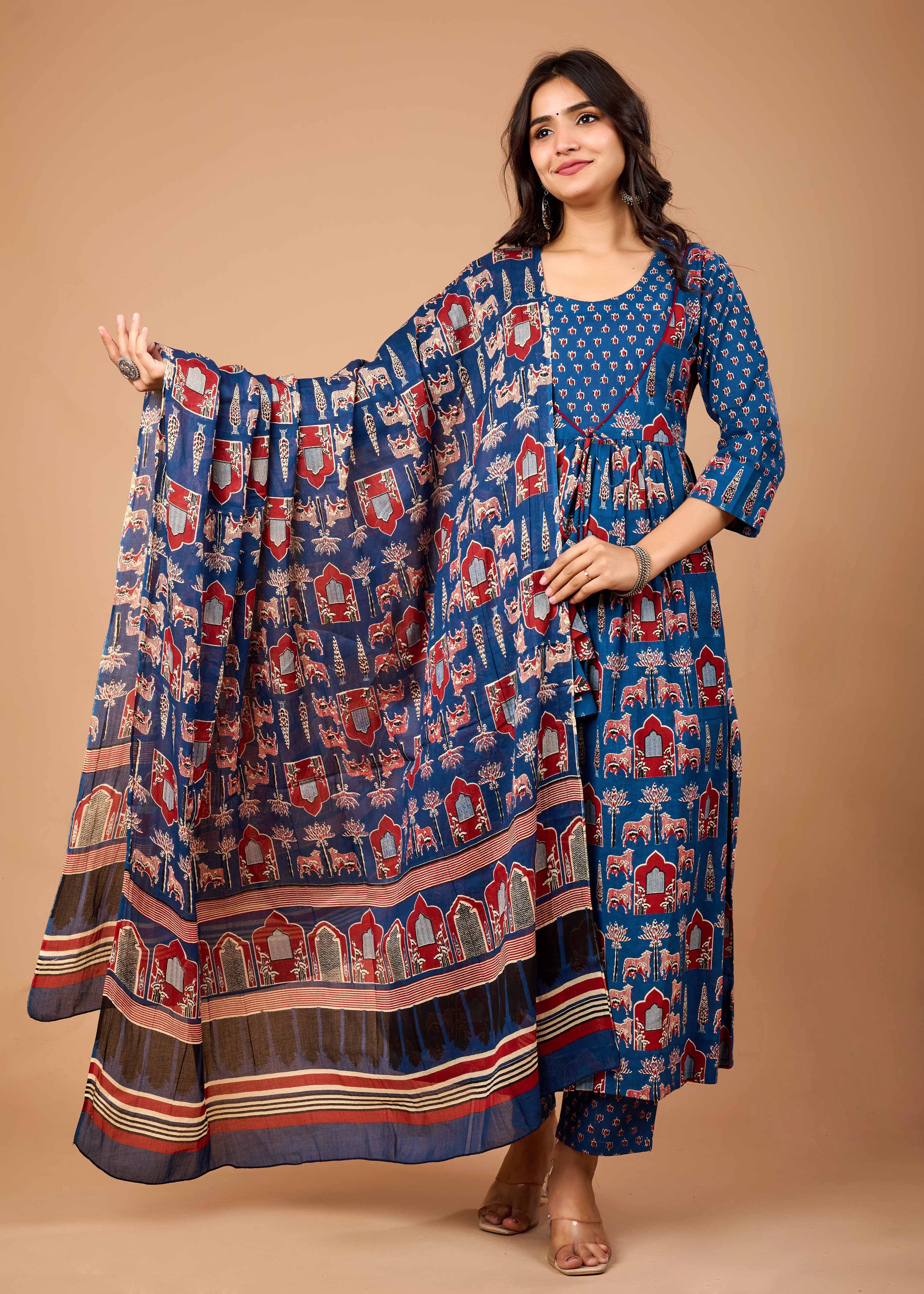 DARIA BLUE HAND CRAFTED COTTON SUIT SET