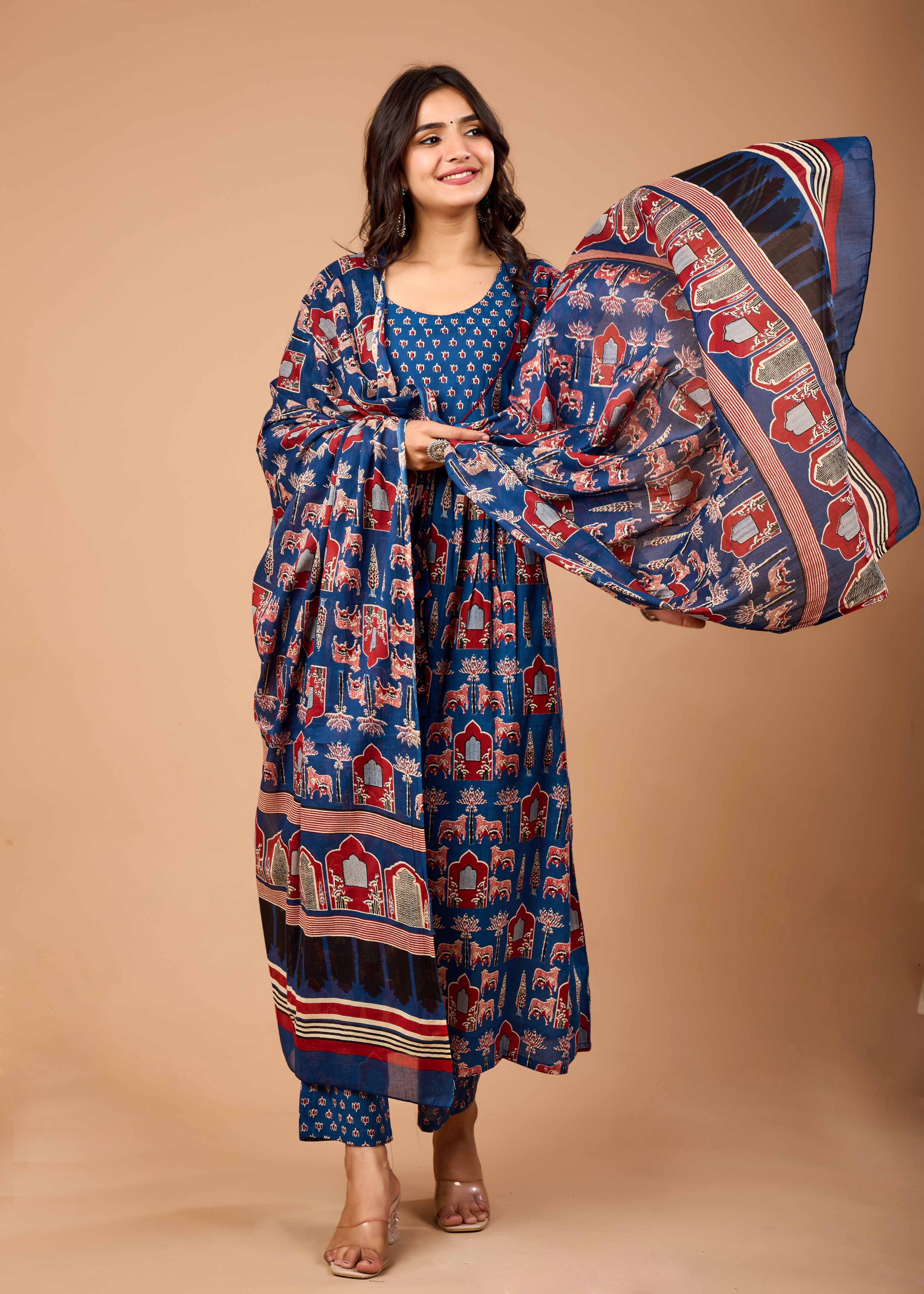 DARIA BLUE HAND CRAFTED COTTON SUIT SET