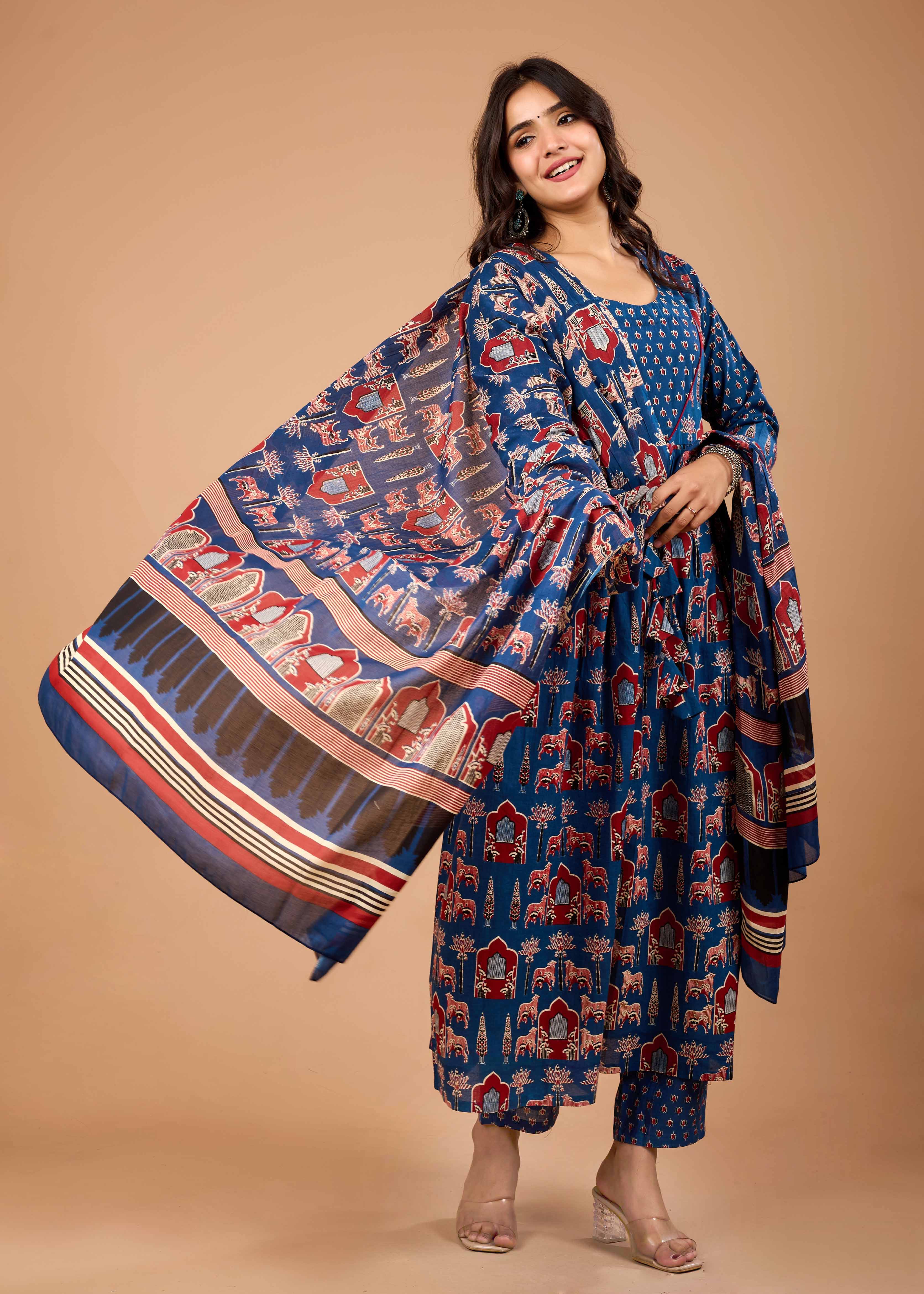 DARIA BLUE HAND CRAFTED COTTON SUIT SET