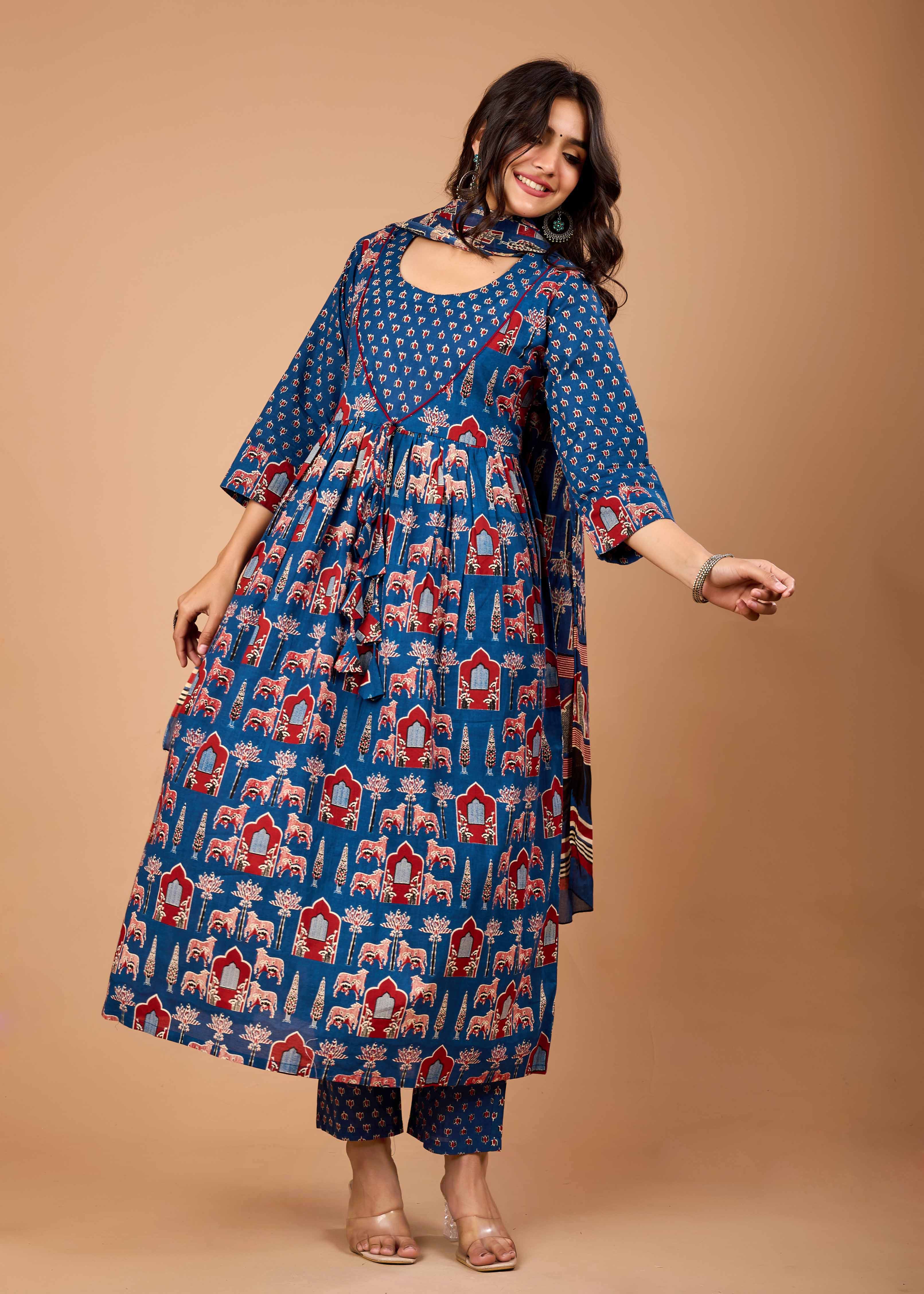 DARIA BLUE HAND CRAFTED COTTON SUIT SET