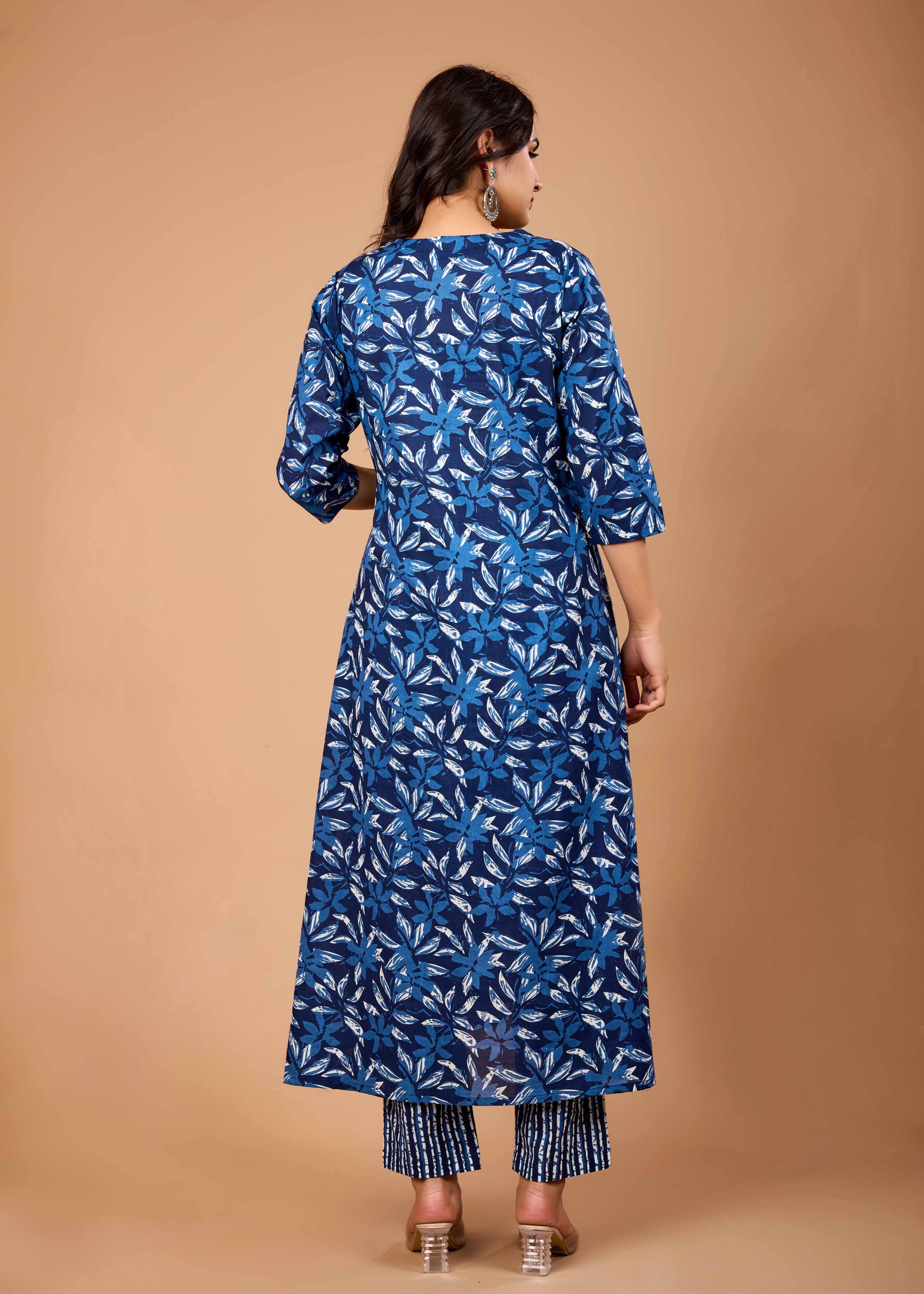 INDIGO BLUE HAND CRAFTED COTTON SUIT SET