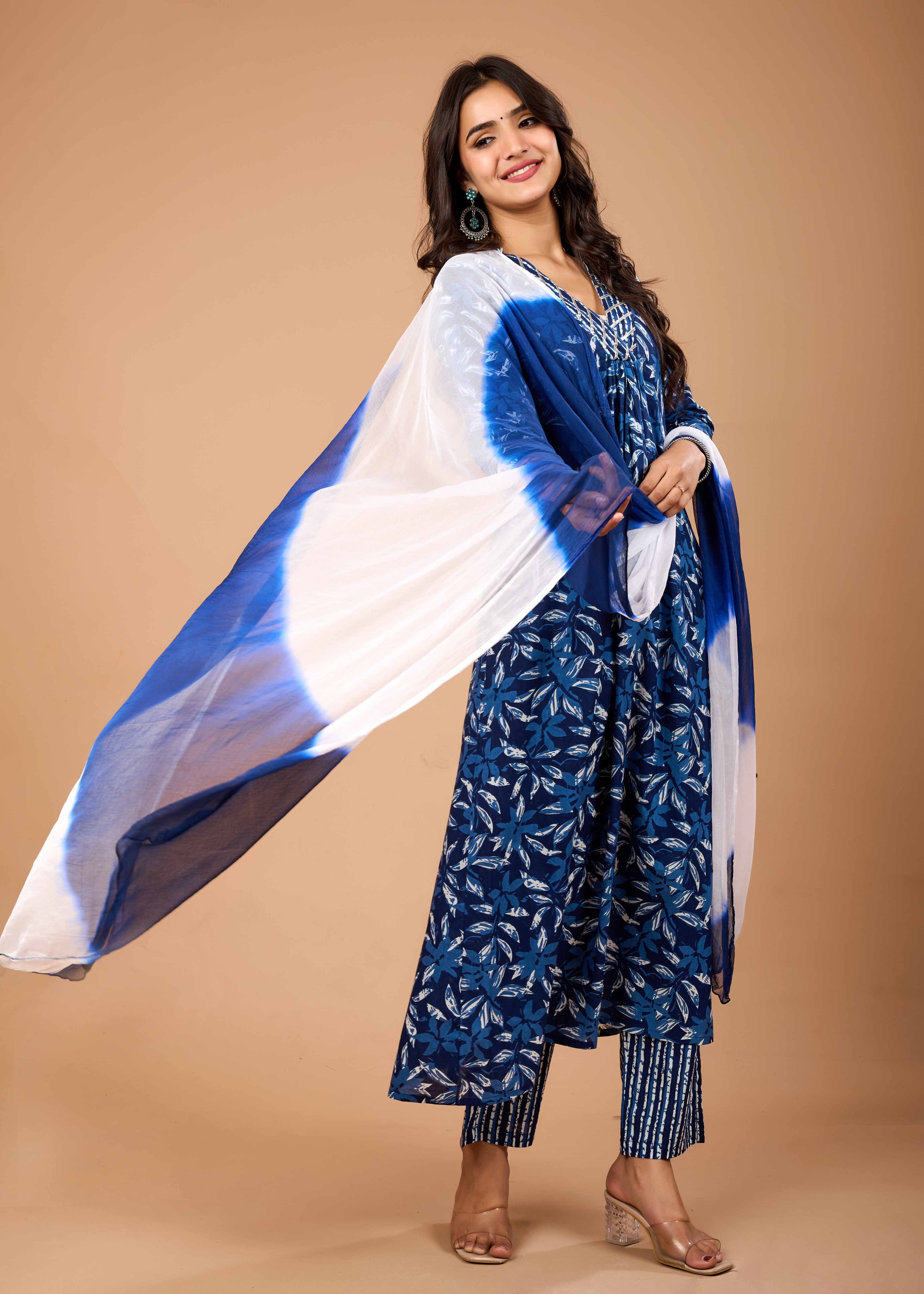 INDIGO BLUE HAND CRAFTED COTTON SUIT SET