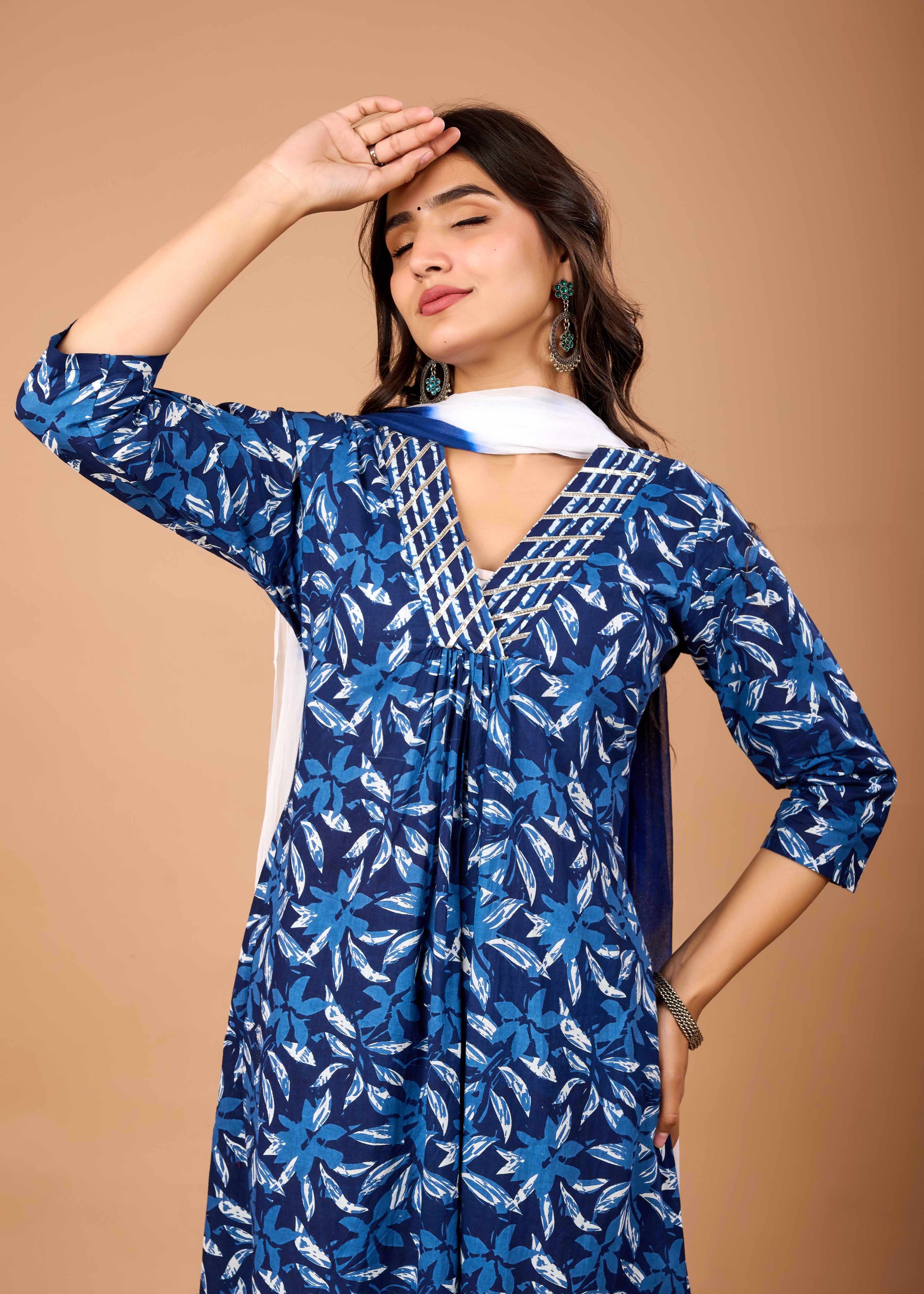 INDIGO BLUE HAND CRAFTED COTTON SUIT SET