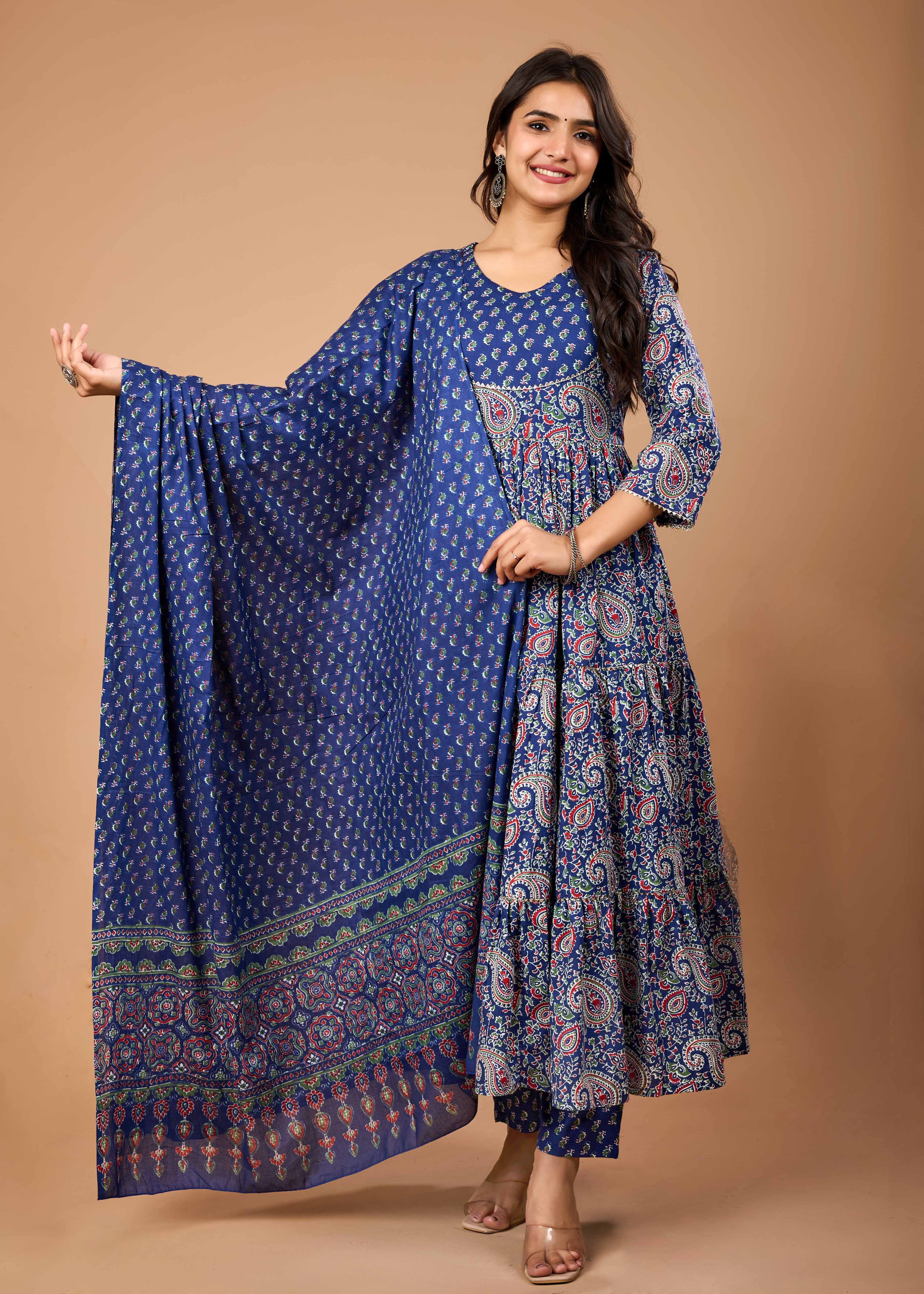 AMALIYA HAND CRAFTED FLORAL ANARKALI SUIT SET