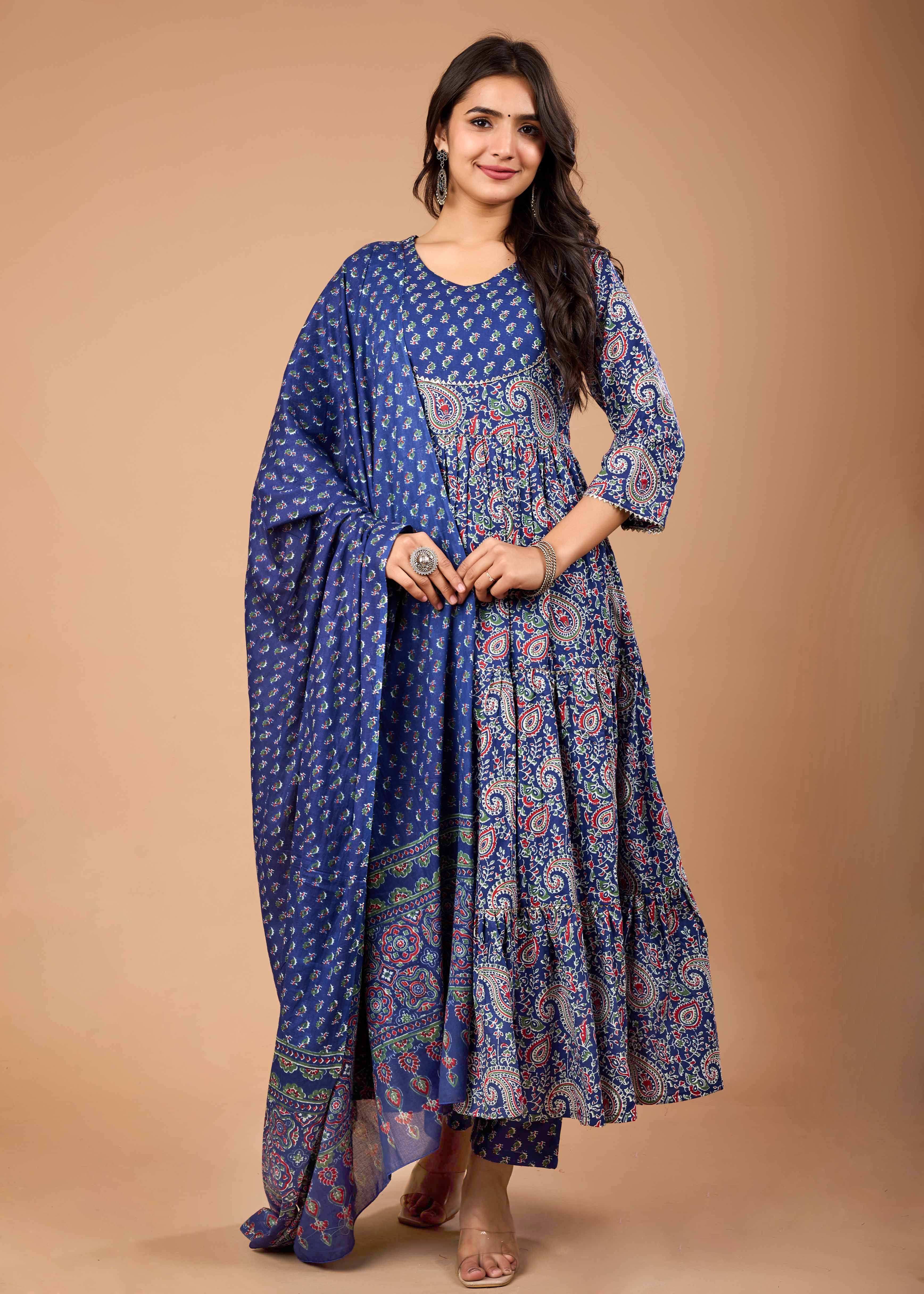 AMALIYA HAND CRAFTED FLORAL ANARKALI SUIT SET