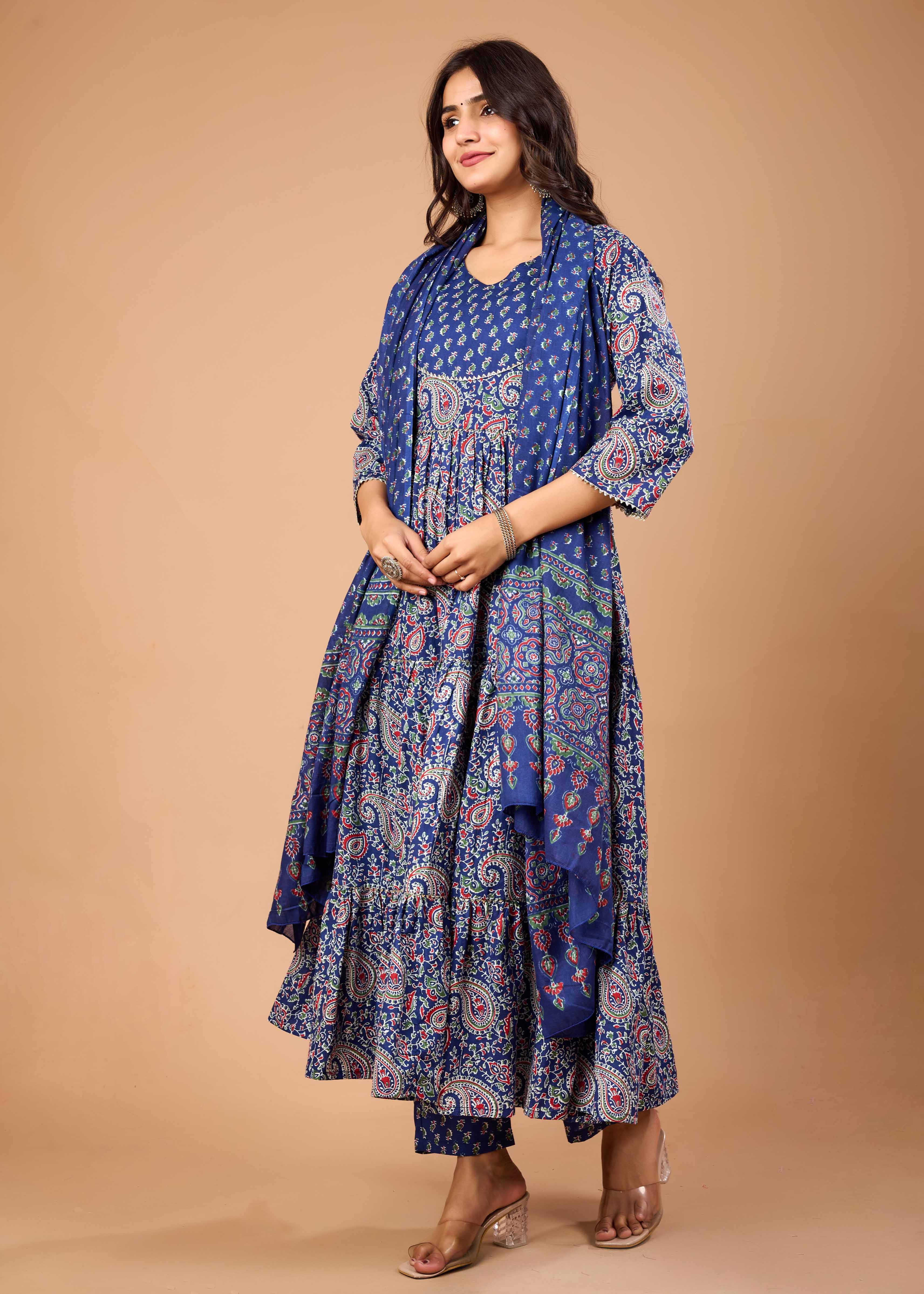 AMALIYA HAND CRAFTED FLORAL ANARKALI SUIT SET