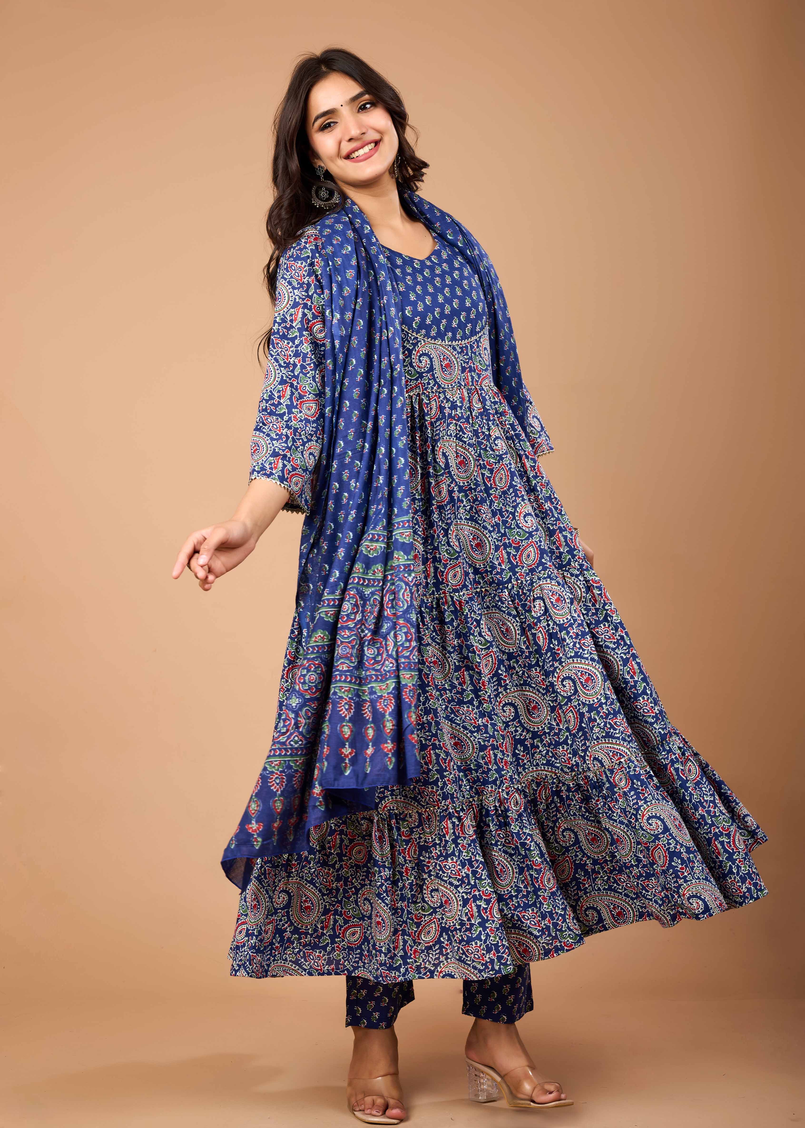 AMALIYA HAND CRAFTED FLORAL ANARKALI SUIT SET
