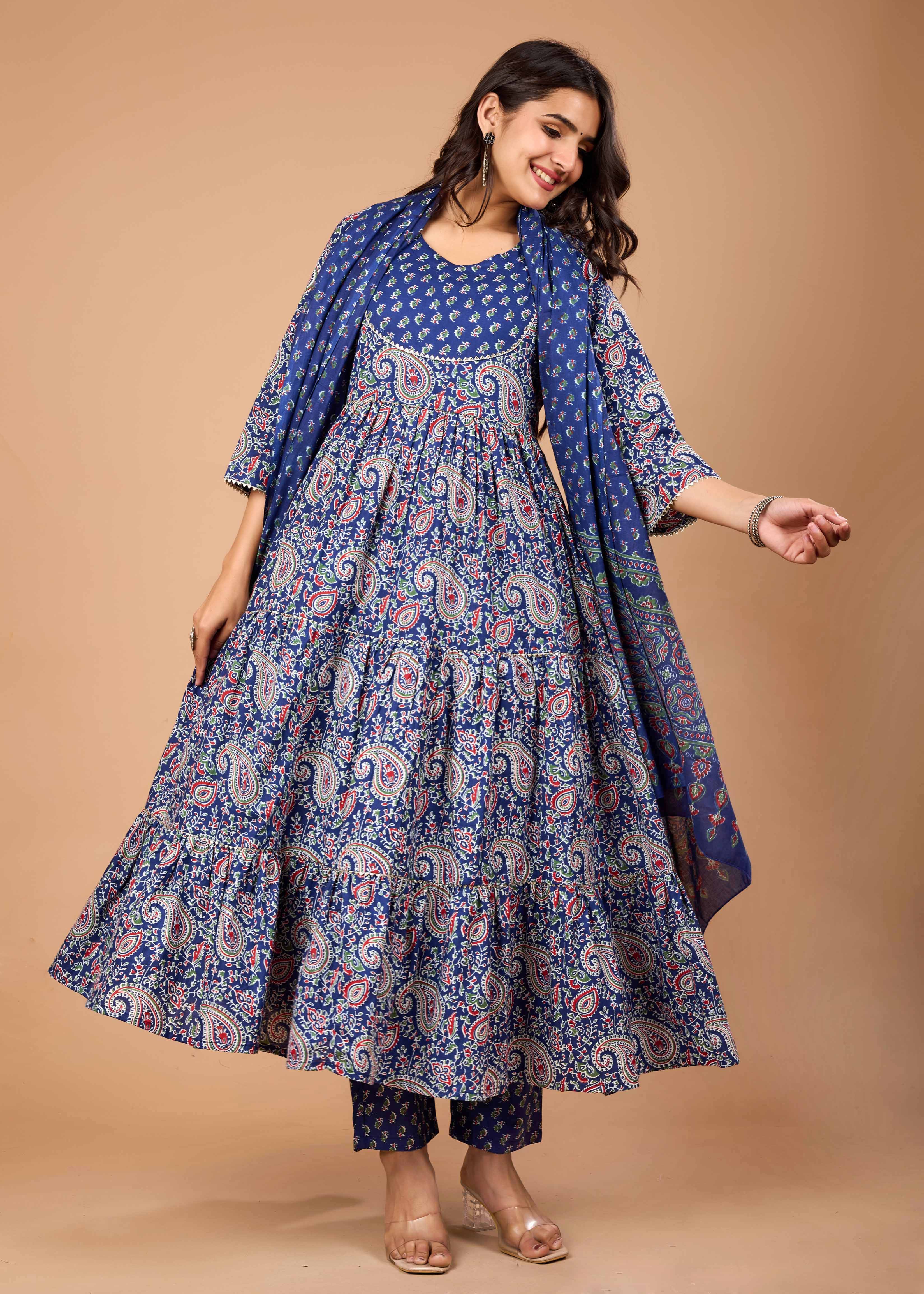 AMALIYA HAND CRAFTED FLORAL ANARKALI SUIT SET