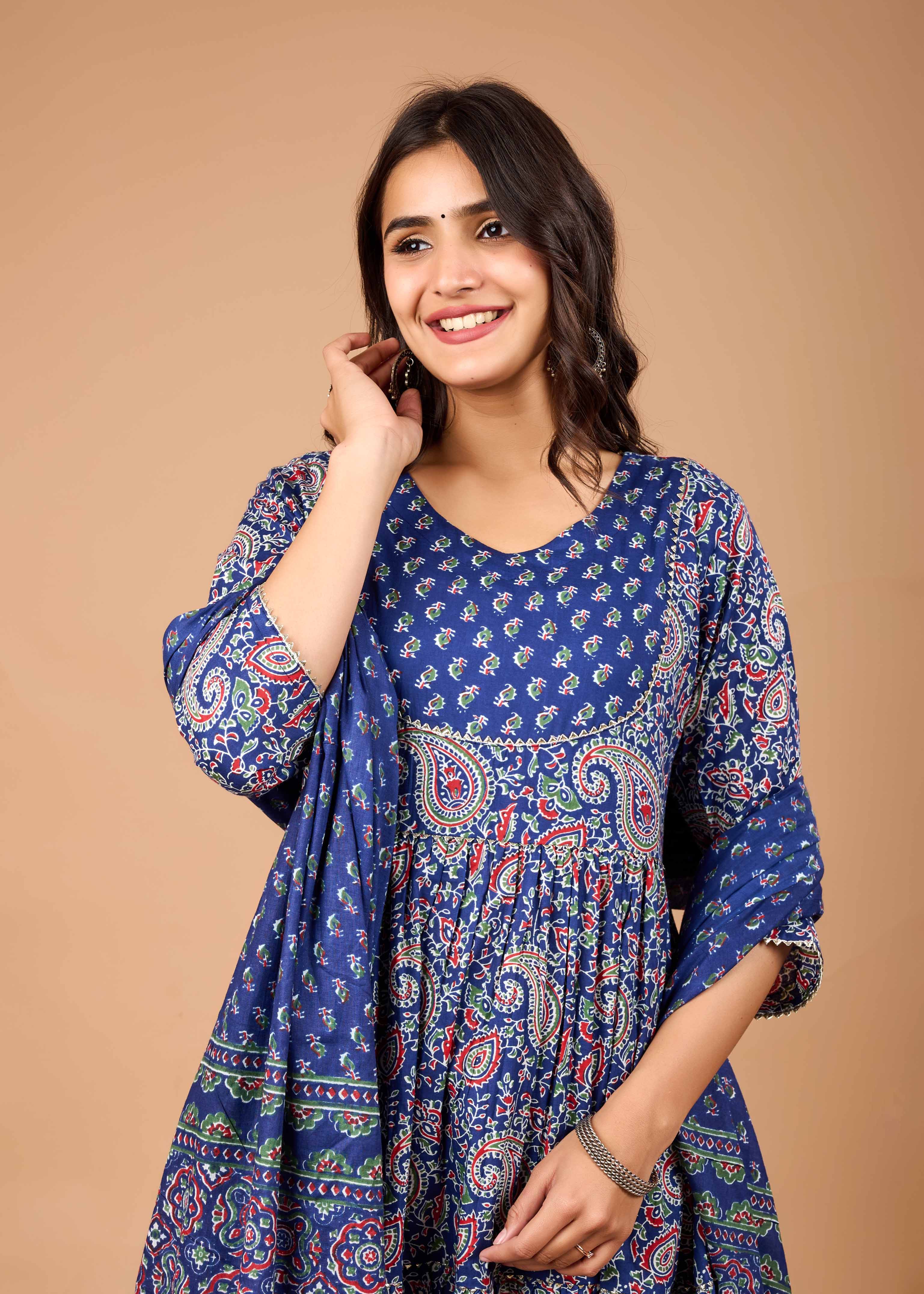 AMALIYA HAND CRAFTED FLORAL ANARKALI SUIT SET