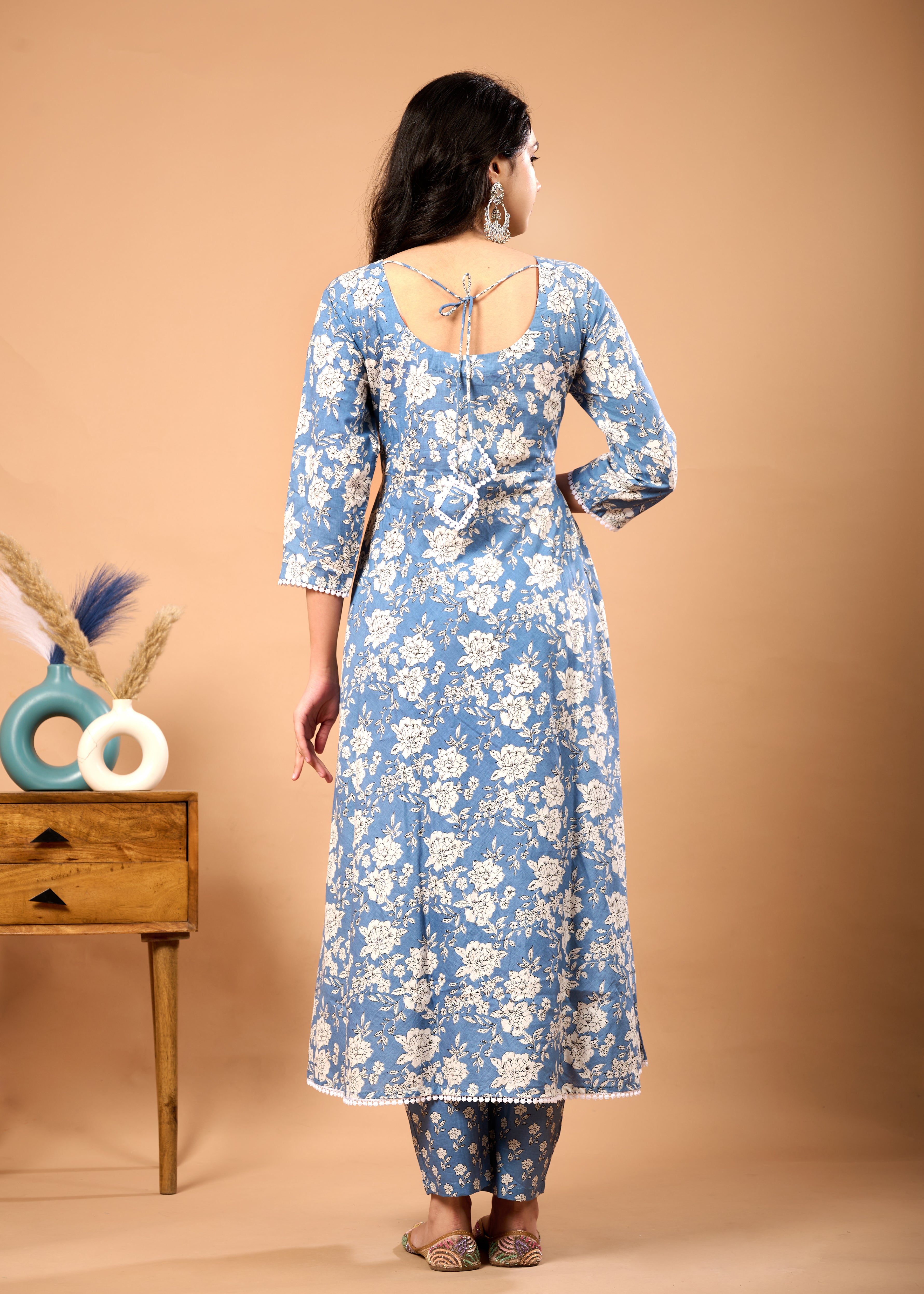 EILISH BLUE HAND CRAFTED COTTON SUIT SET