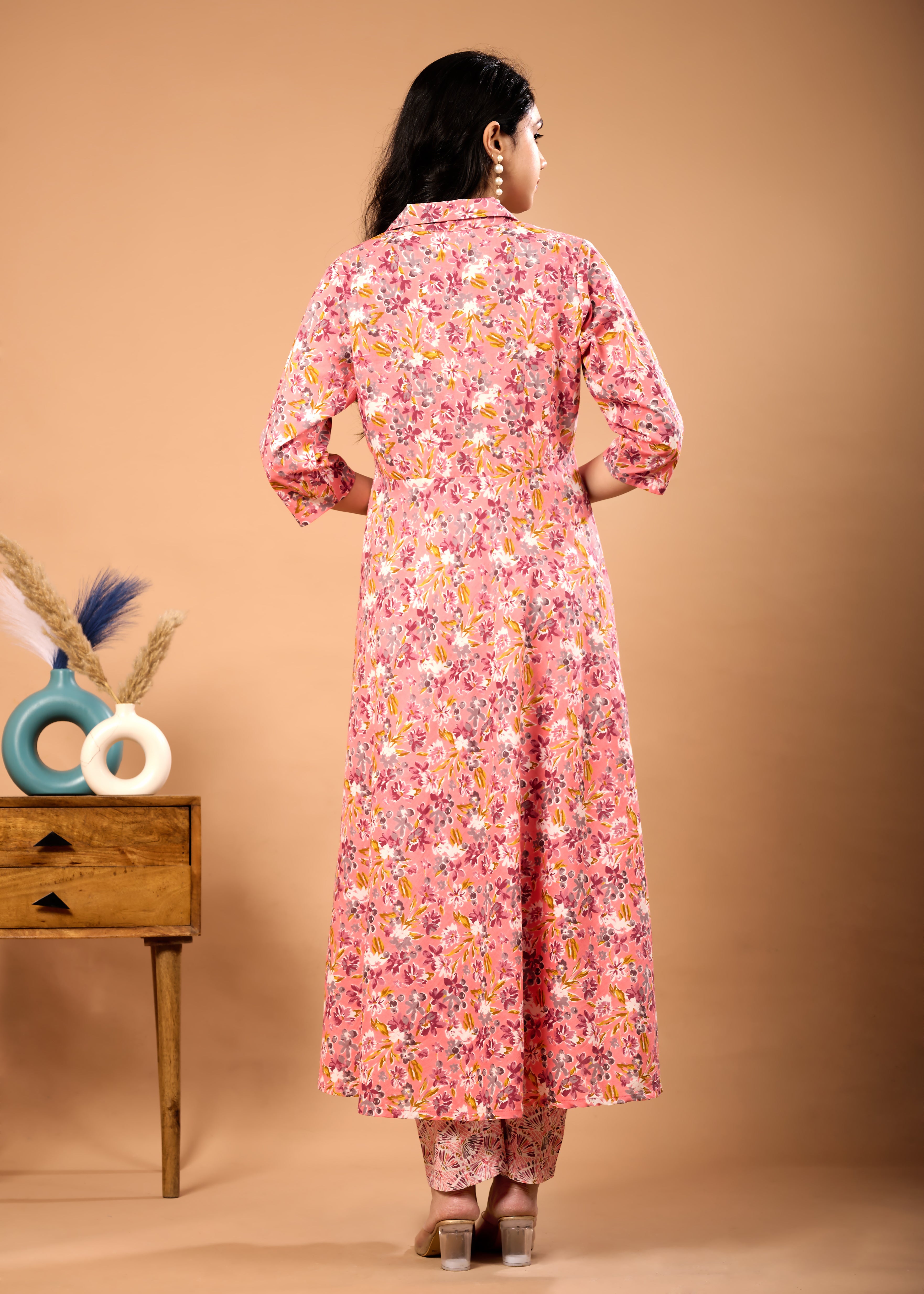 MISHA PEACH HAND CRAFTED COTTON SUIT SET