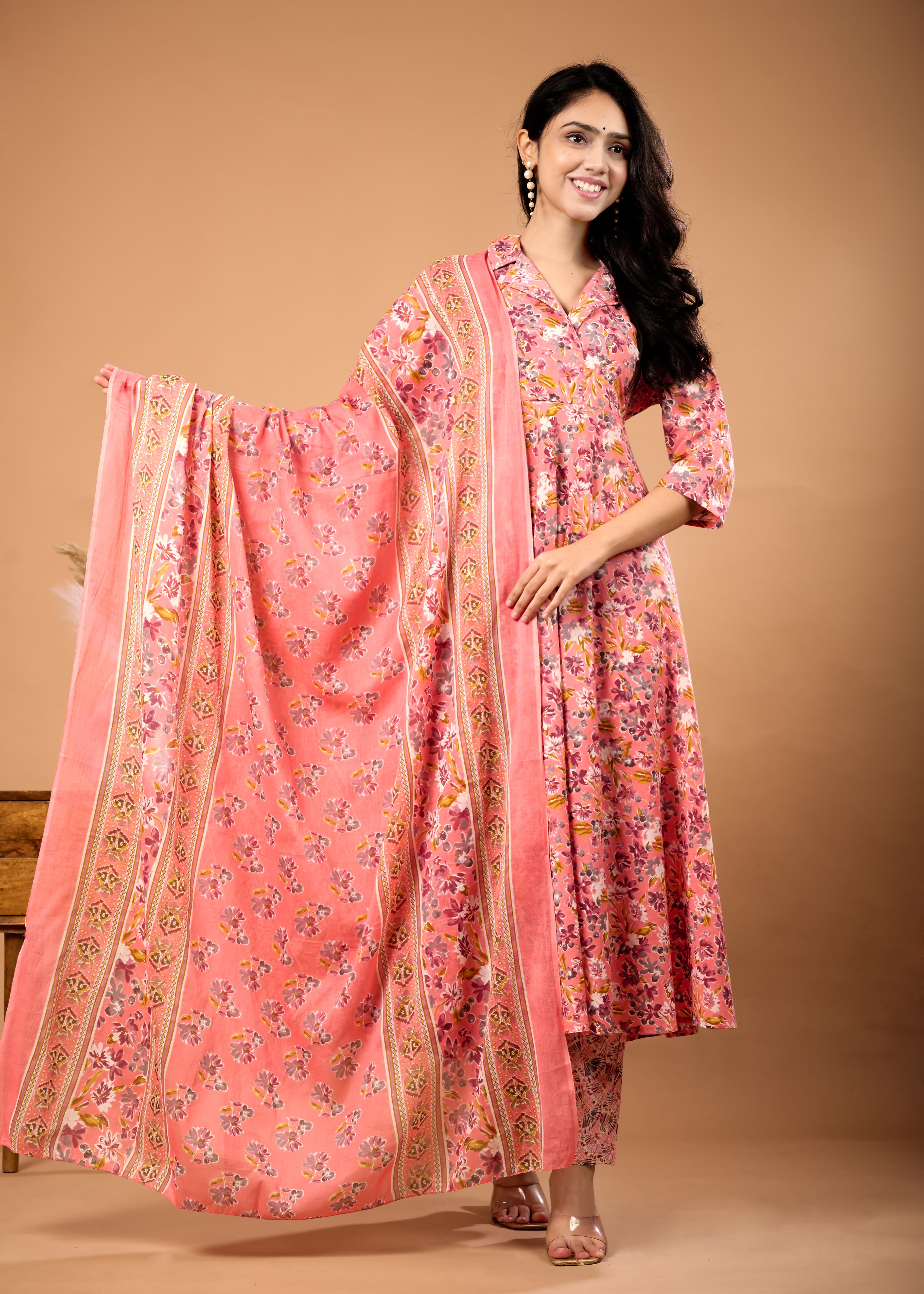 MISHA PEACH HAND CRAFTED COTTON SUIT SET