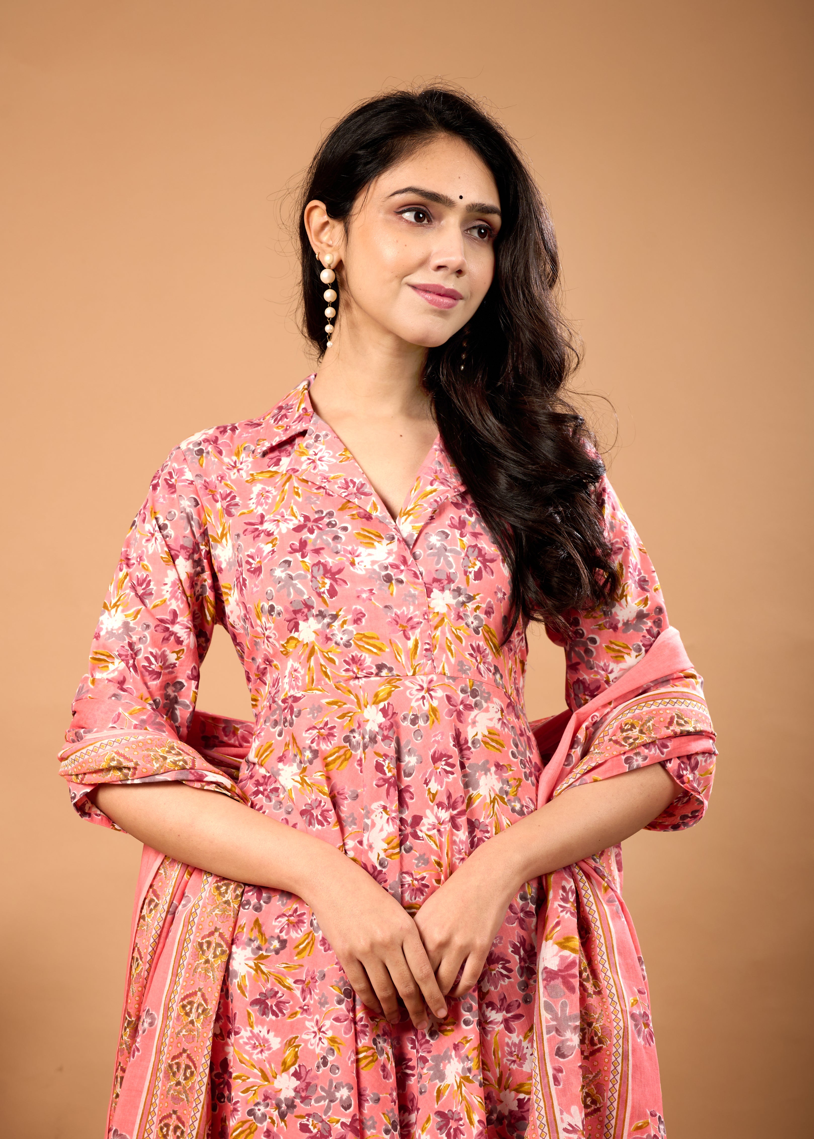 MISHA PEACH HAND CRAFTED COTTON SUIT SET