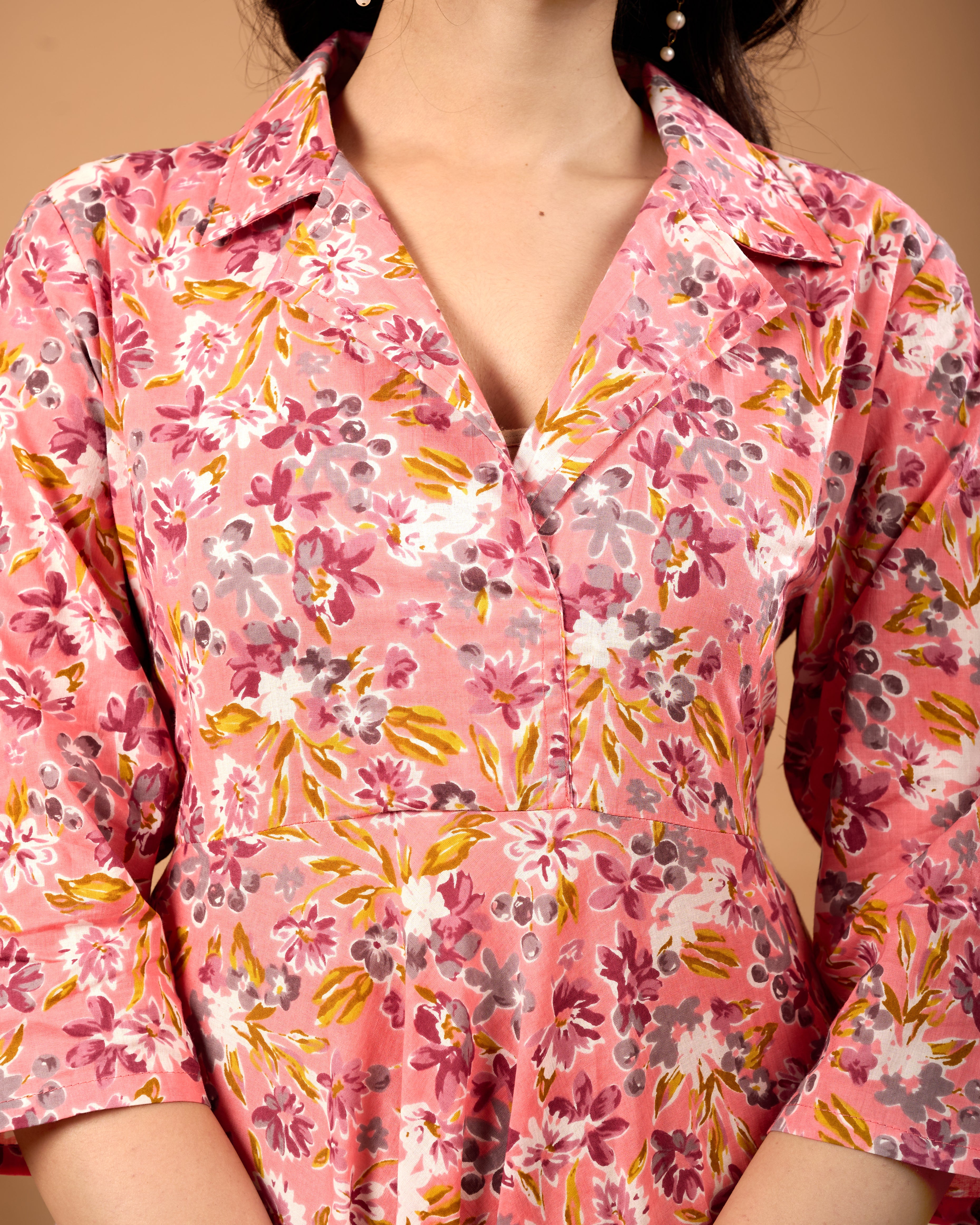 MISHA PEACH HAND CRAFTED COTTON SUIT SET