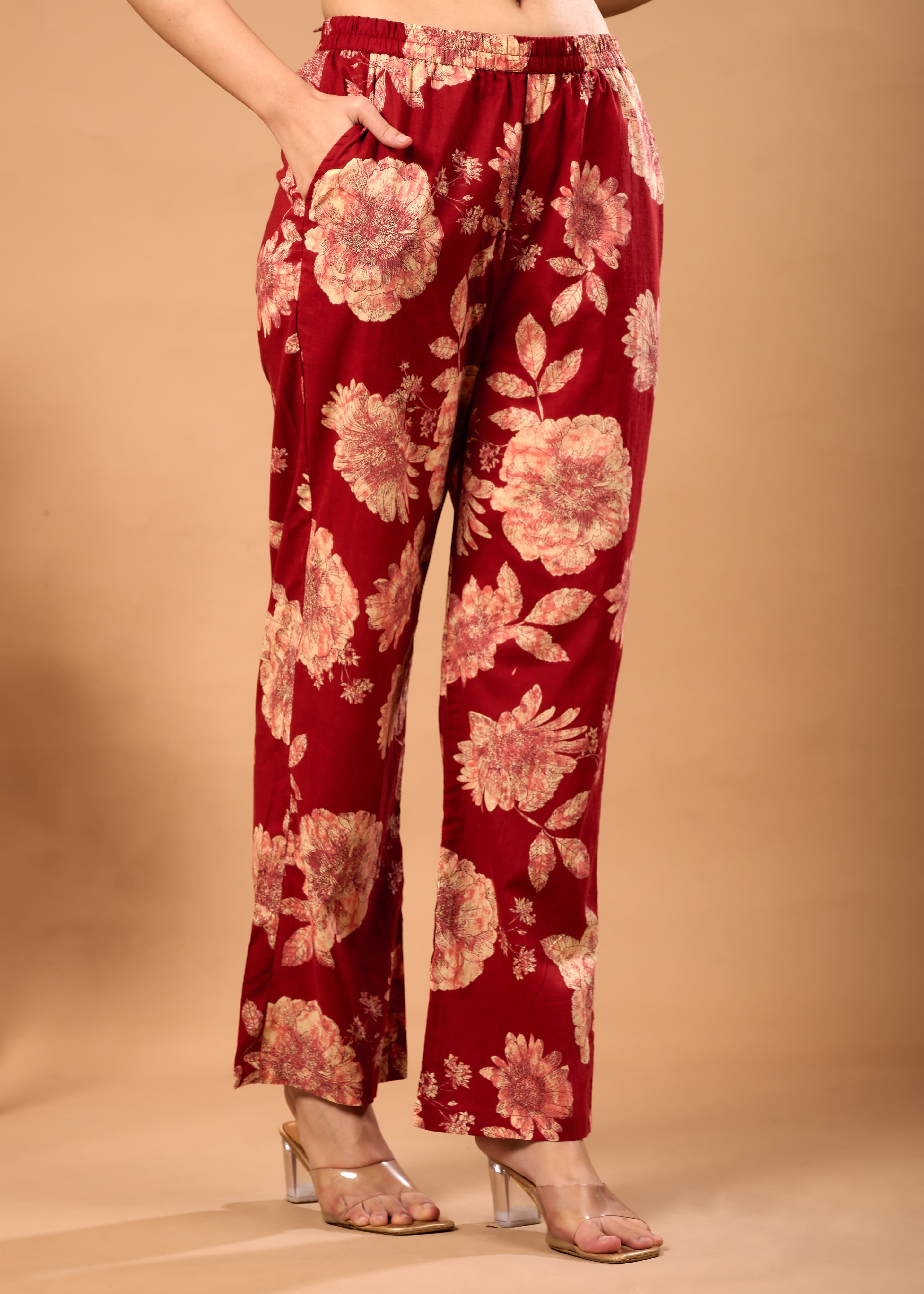 RUHI RED HAND CRAFTED COTTON CO-OD SET