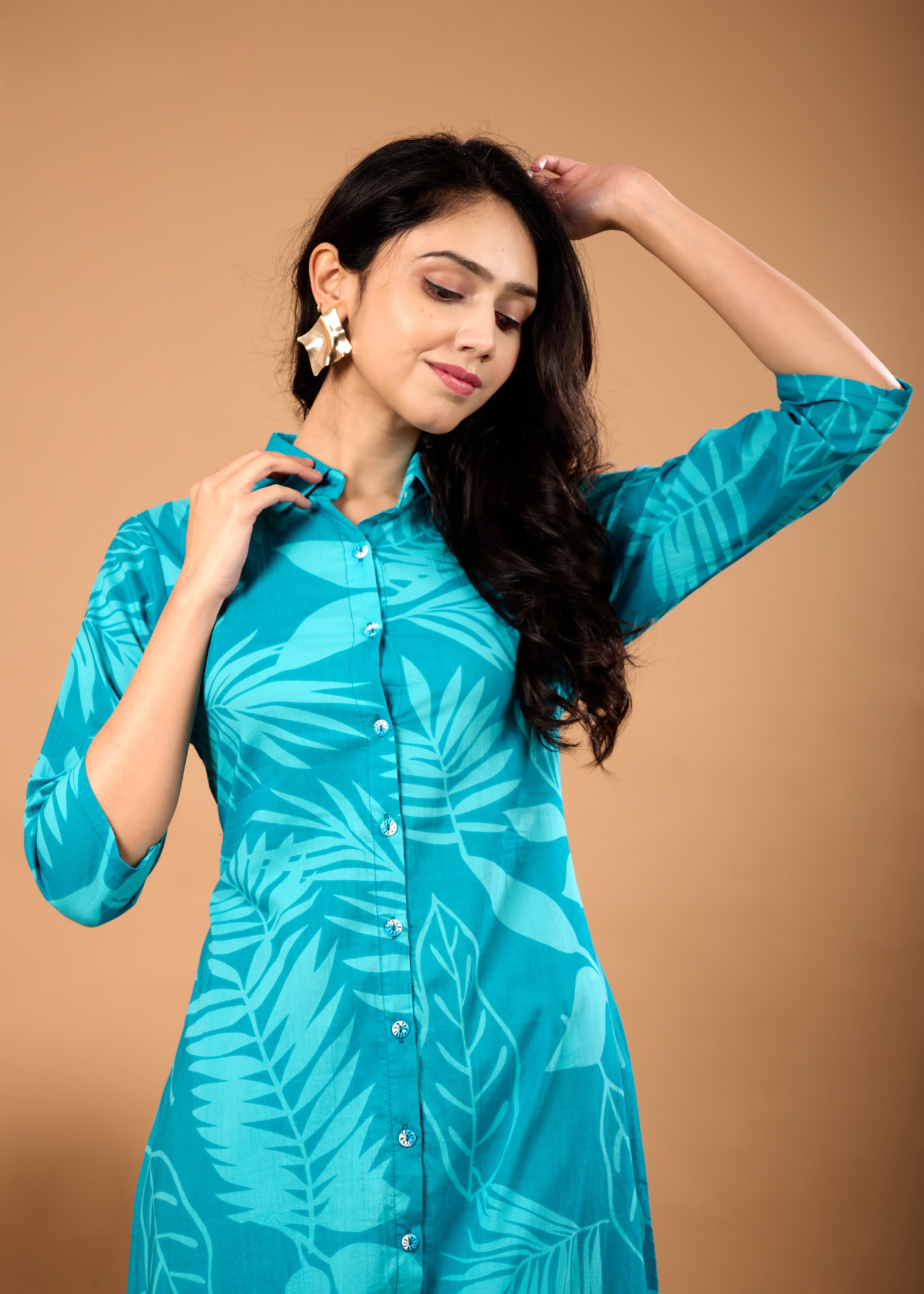 ARISHA GREEN HAND CRAFTED COTTON KURTA PANT