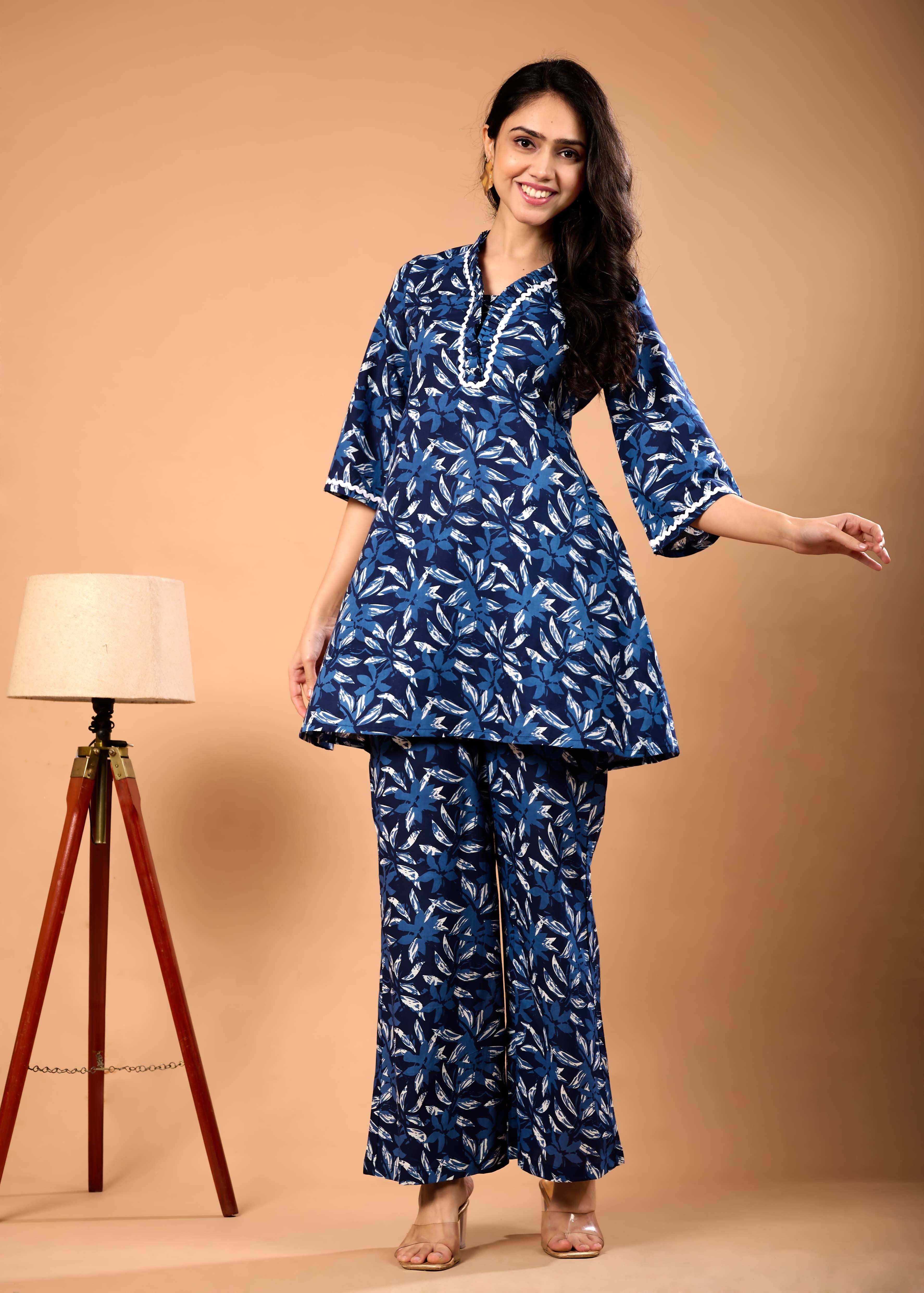 FIZA BLUE HAND CRAFTED COTTON CO-OD SET