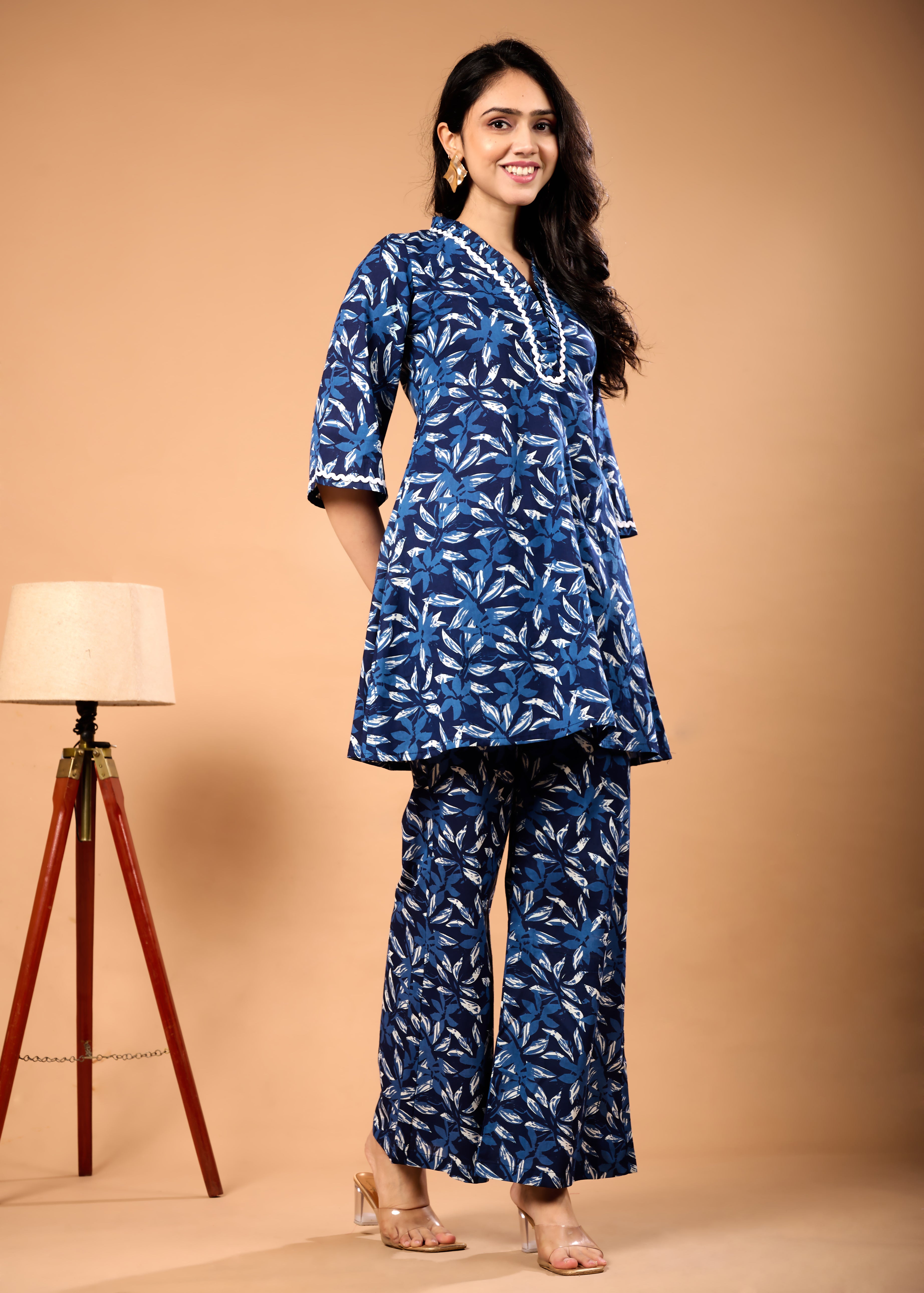 FIZA BLUE HAND CRAFTED COTTON CO-OD SET
