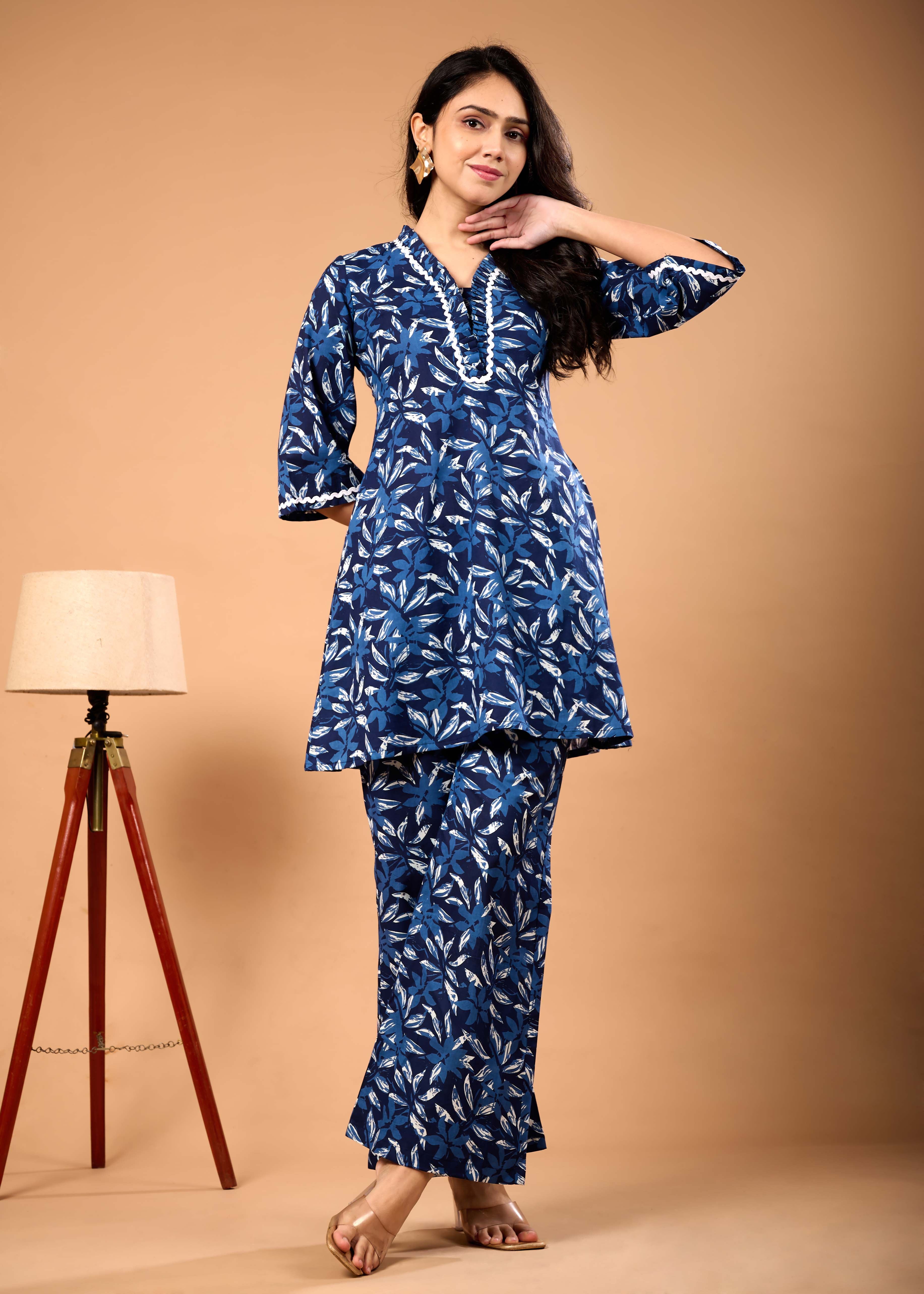 FIZA BLUE HAND CRAFTED COTTON CO-OD SET
