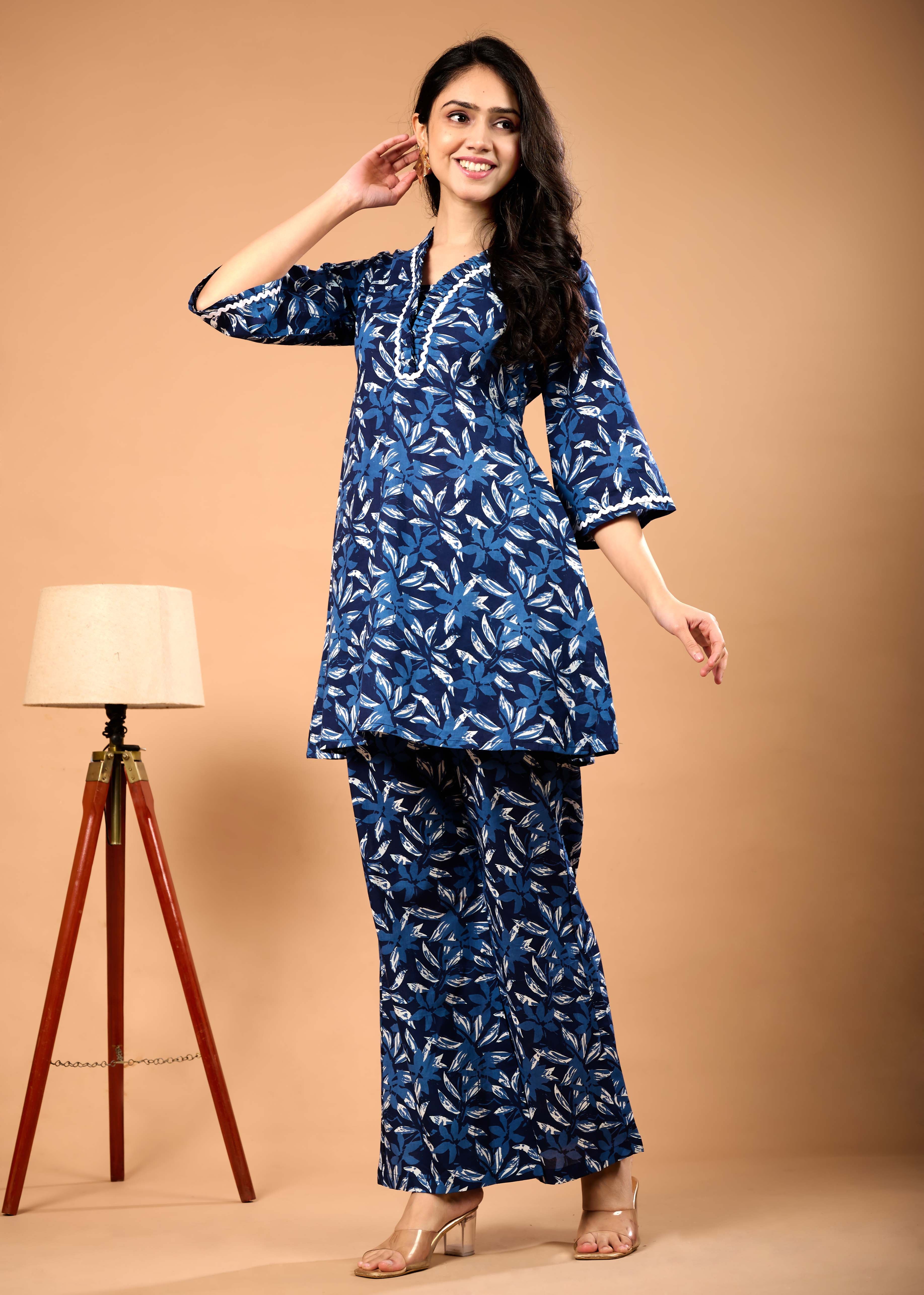 FIZA BLUE HAND CRAFTED COTTON CO-OD SET