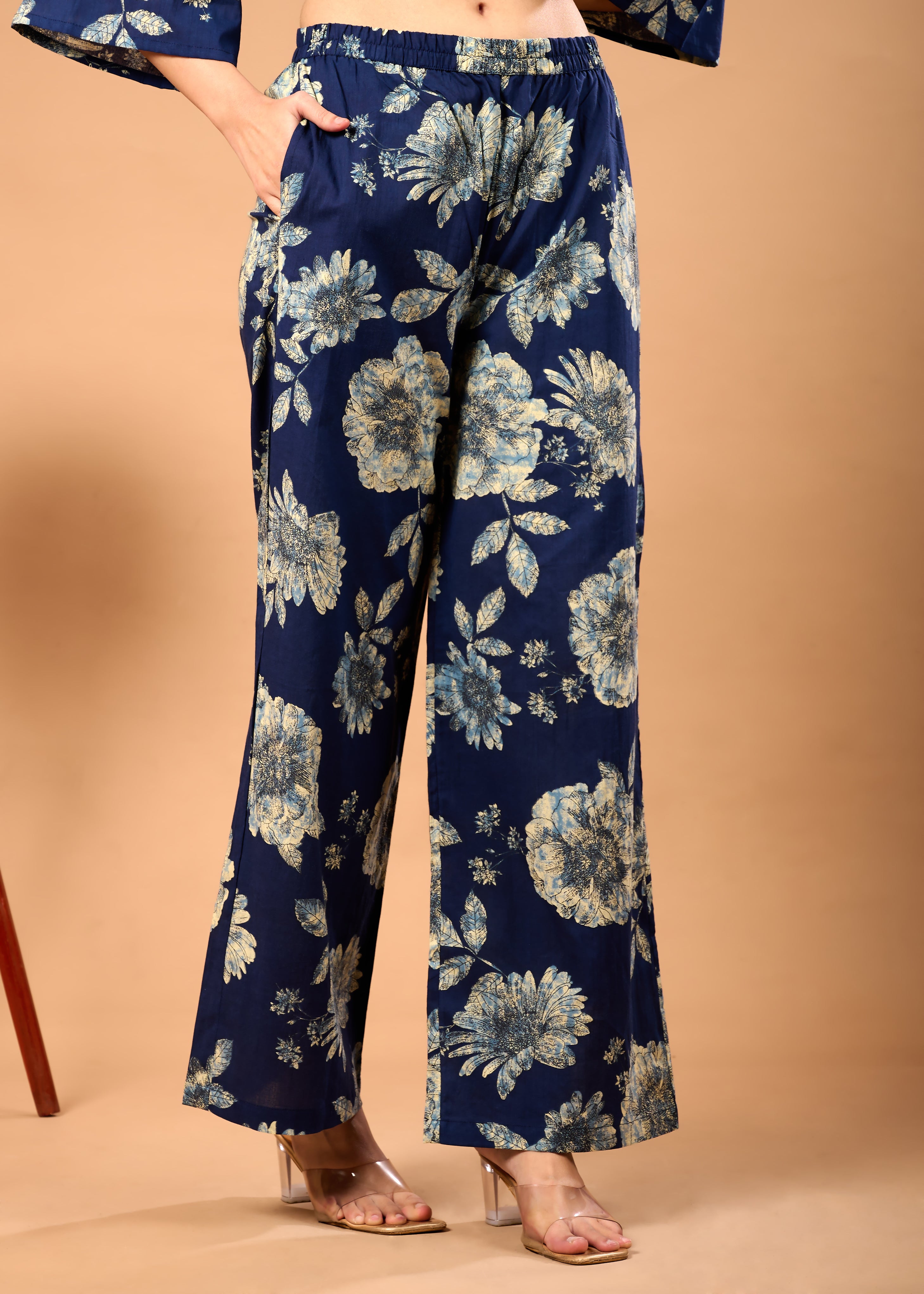 HIBA BLUE HAND CERAFTED FLORAL CO-OD SET