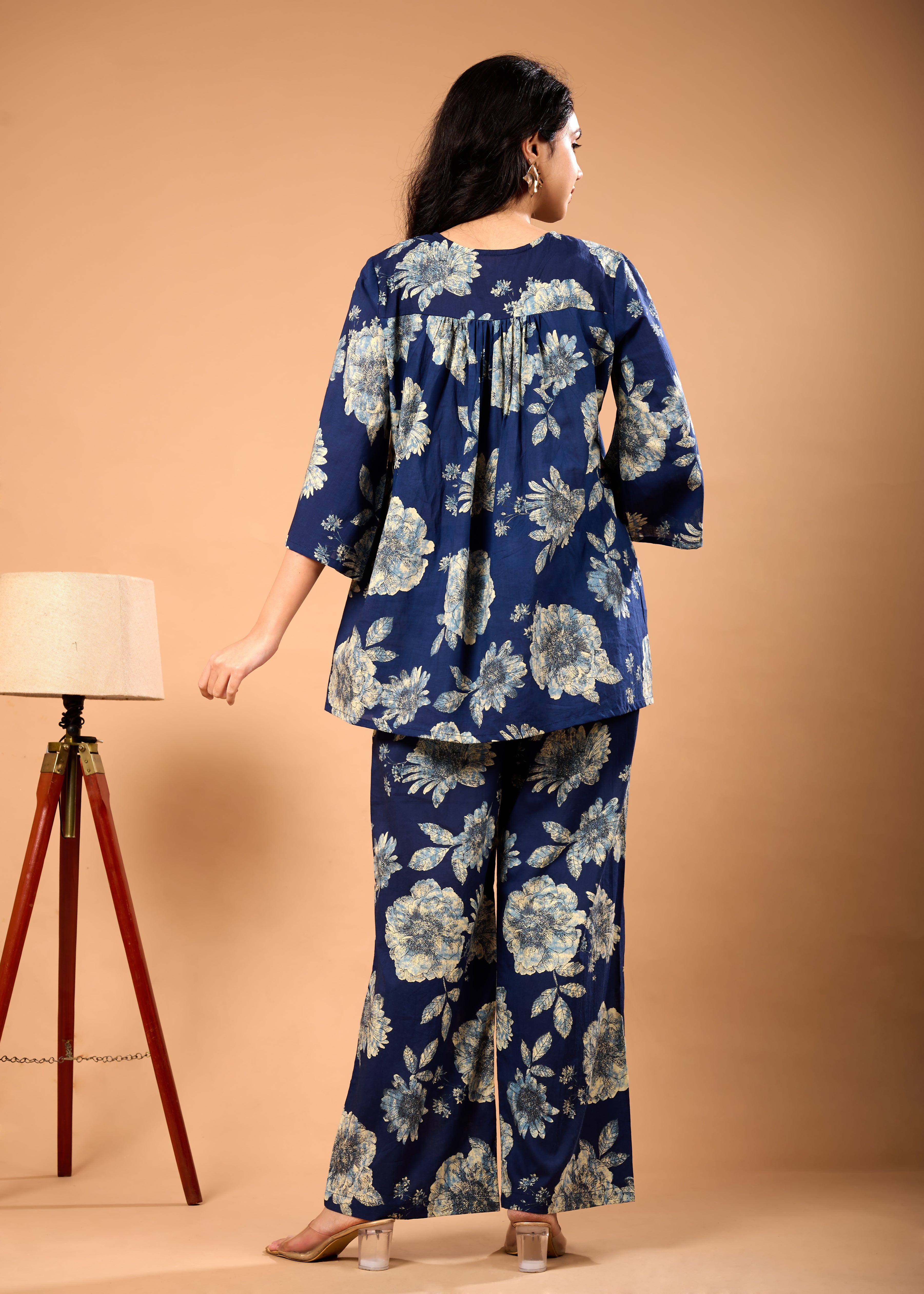 HIBA BLUE HAND CERAFTED FLORAL CO-OD SET