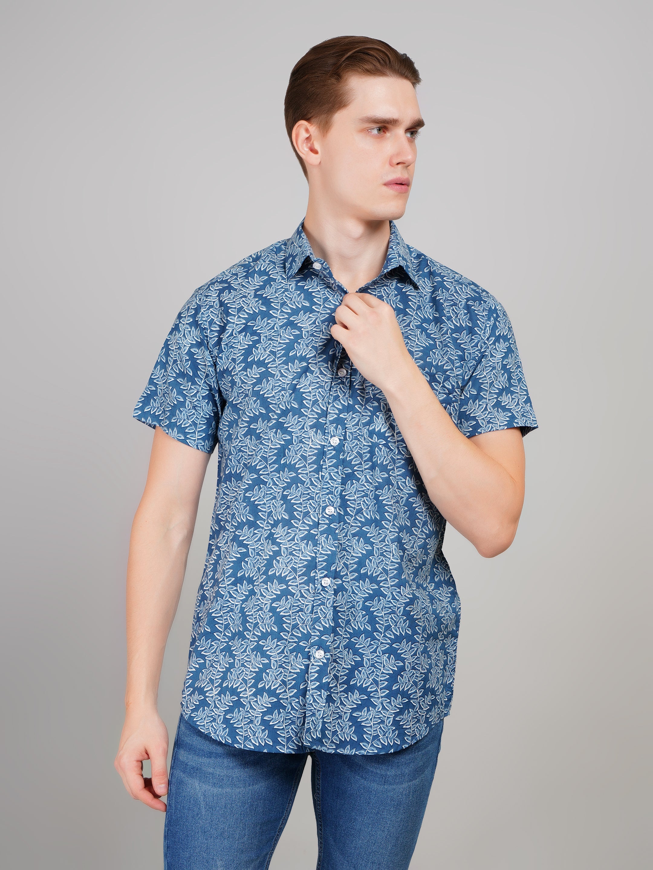 Louis Monarch Premium BlueJaipuri Printed Cotton Casual Shirt