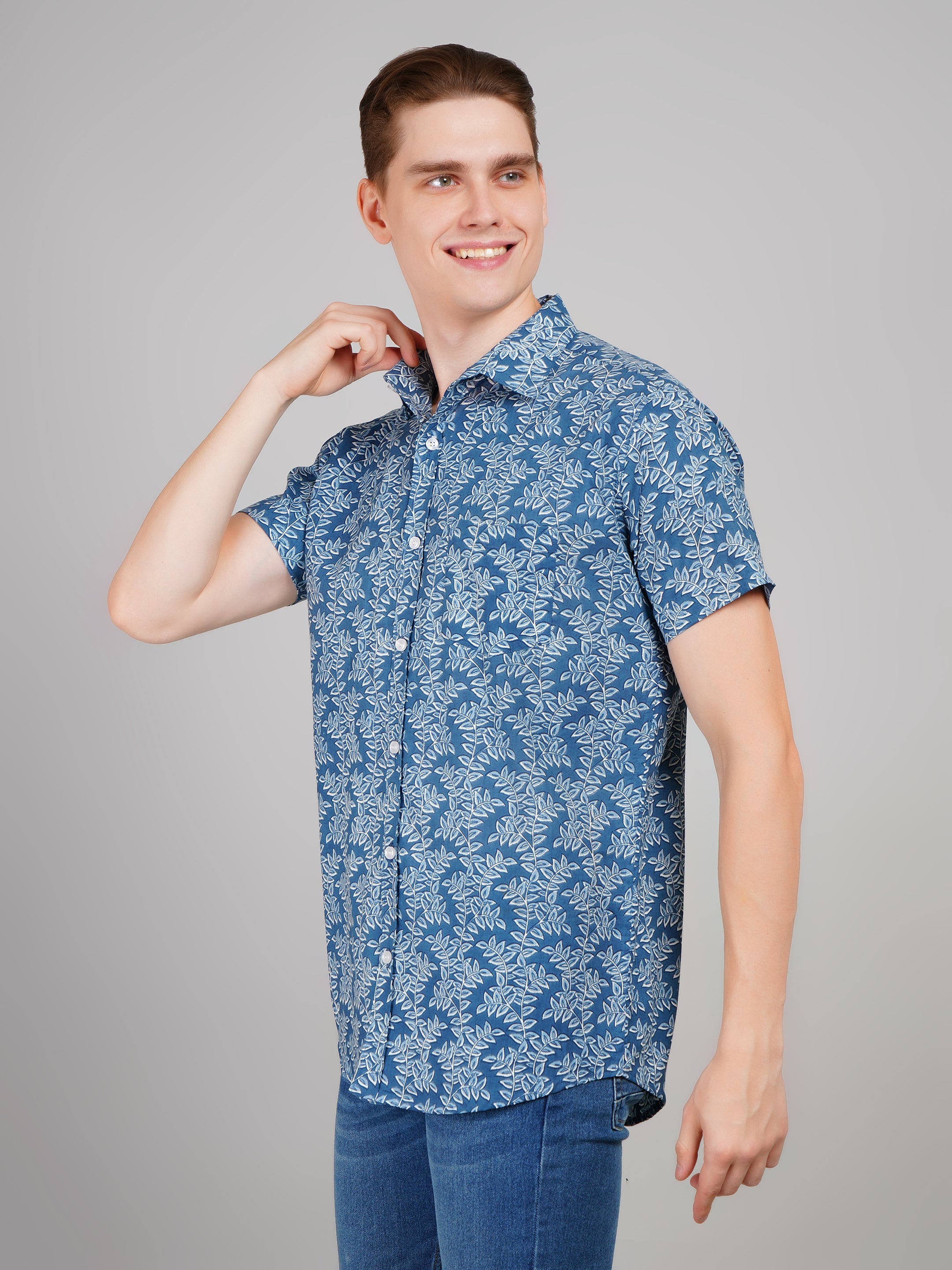 Louis Monarch Premium BlueJaipuri Printed Cotton Casual Shirt