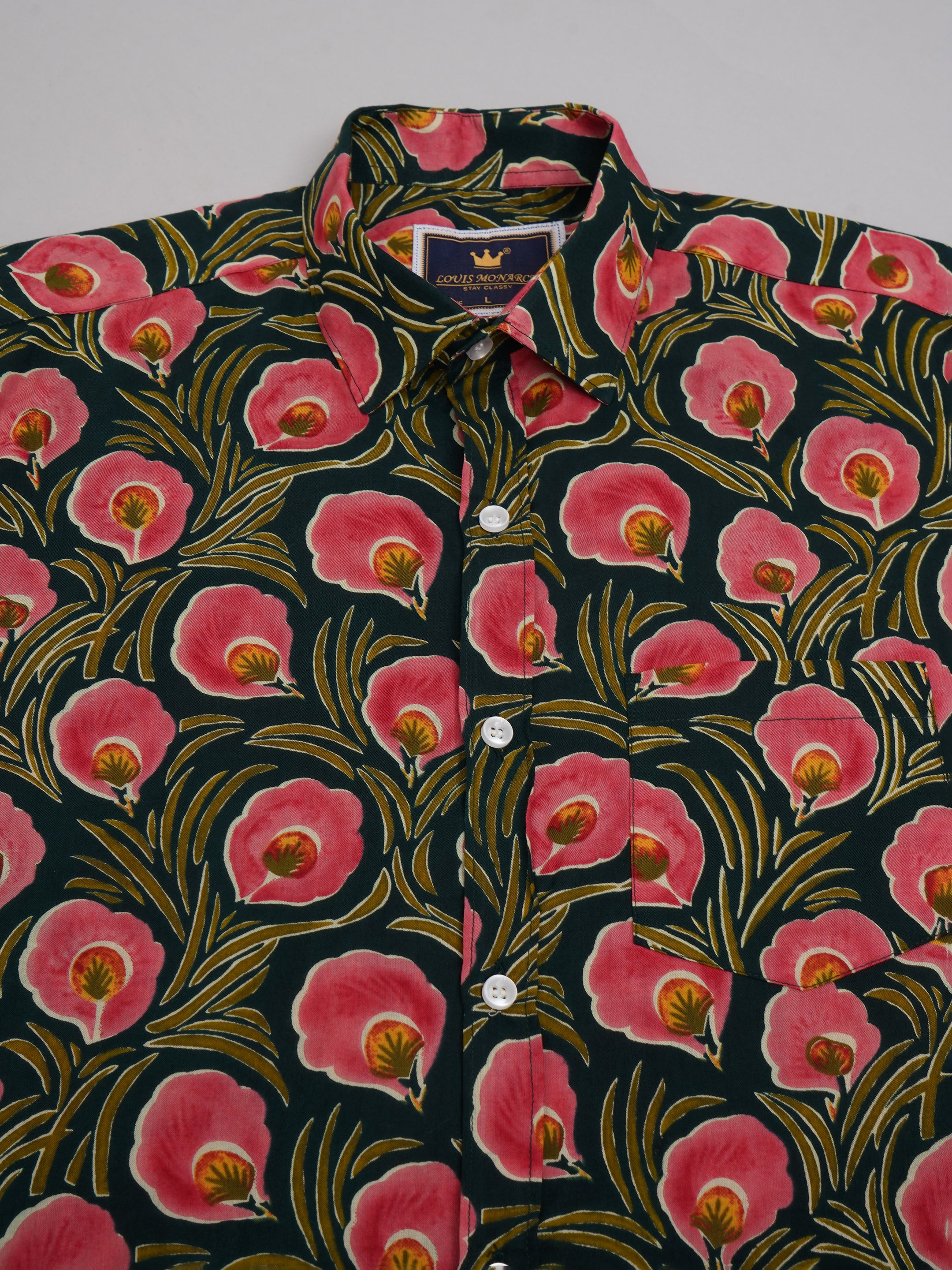 Louis Monarch Premium Green Jaipuri Printed Cotton Casual Shirt