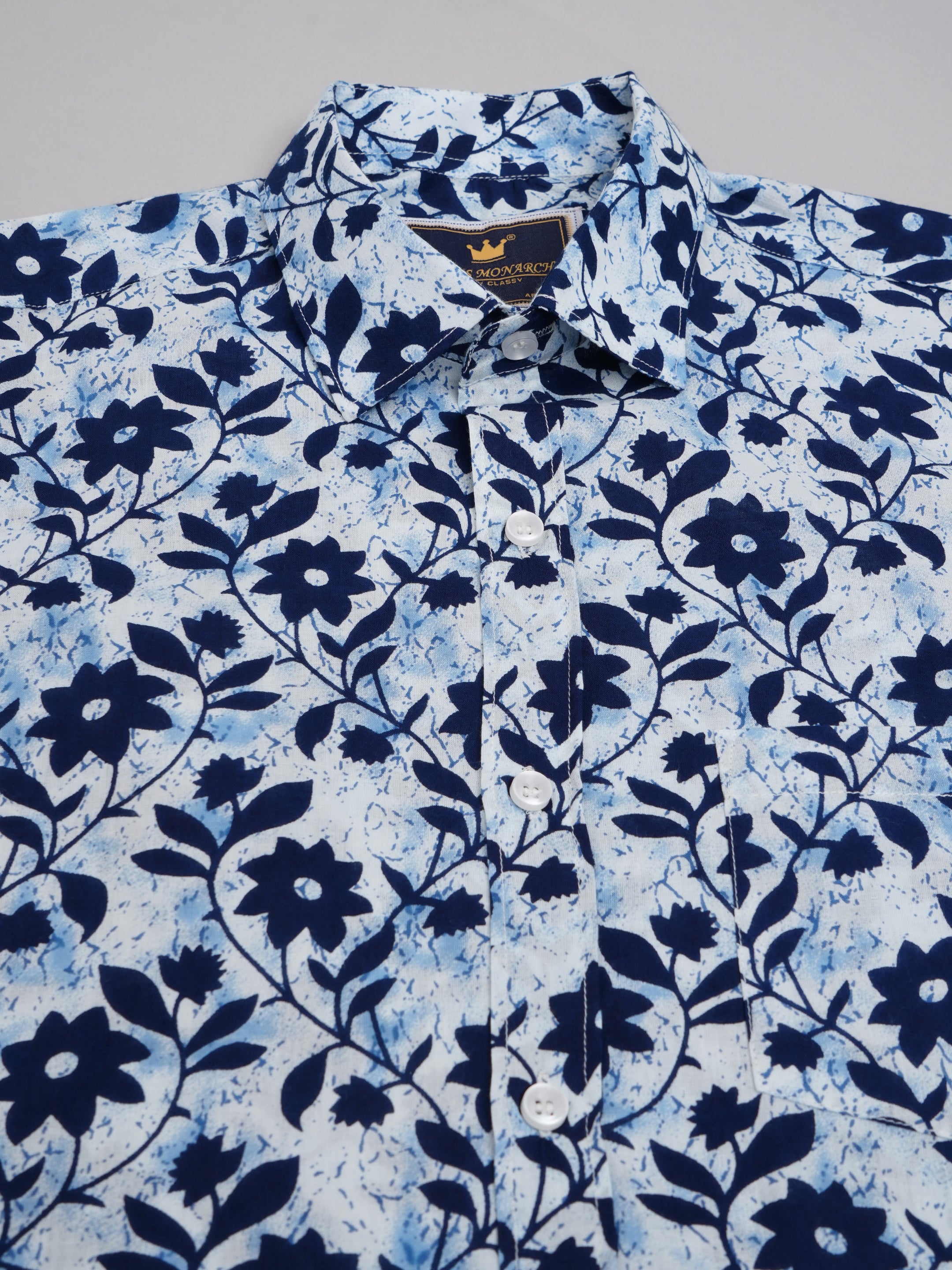 Louis Monarch Premium Jaipuri Printed Cotton Off White Half Sleeve Casual Shirt