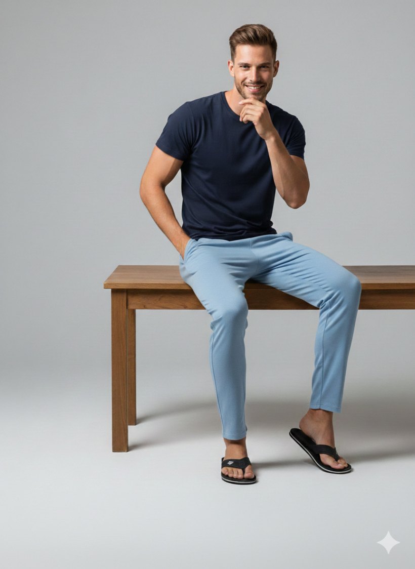 NAMA'S Men Solid Straight Fit Lounge Bottoms